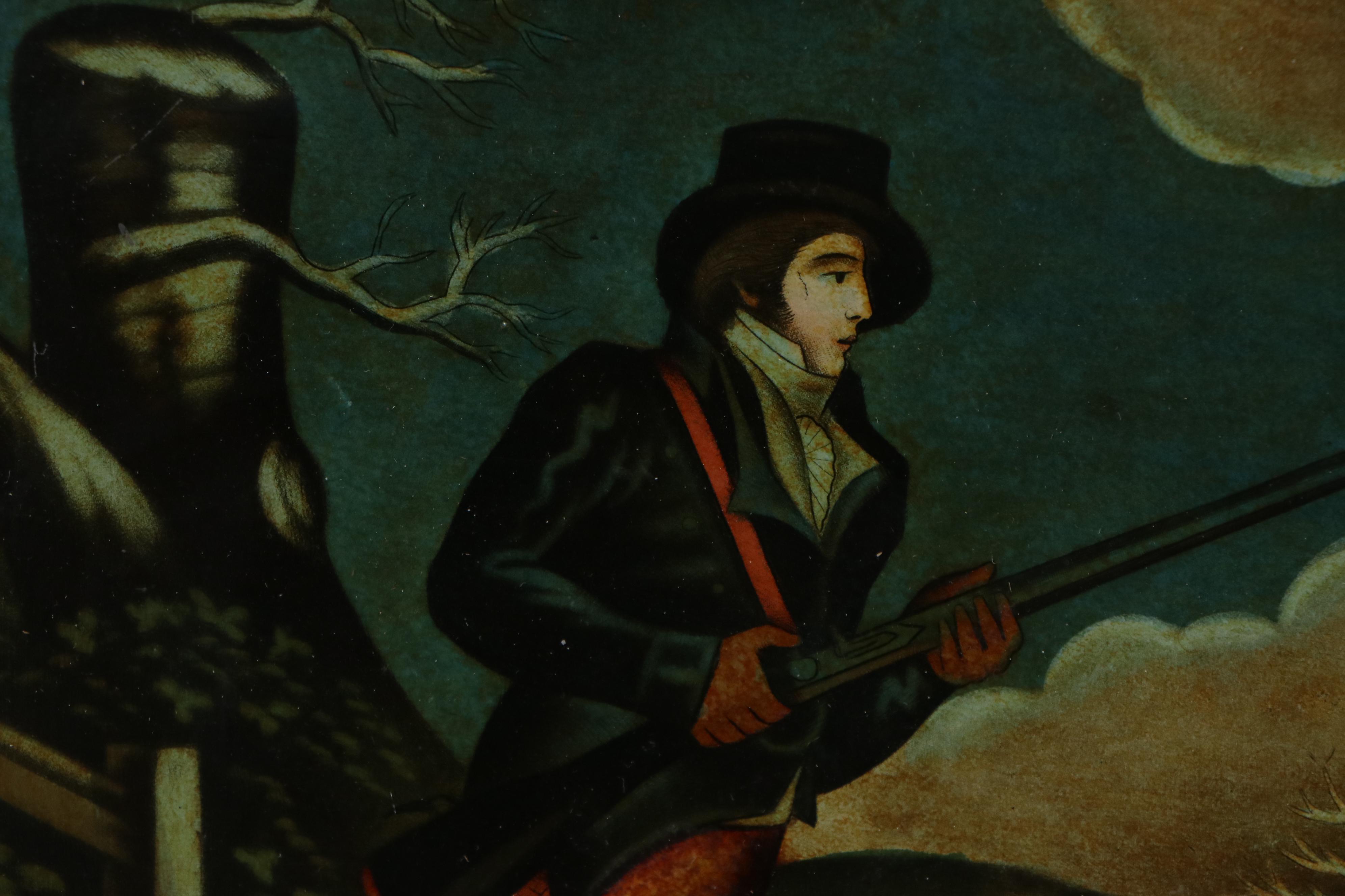 Hand-Colored Lithograph "Woodcock Shooting", Early 19th Century