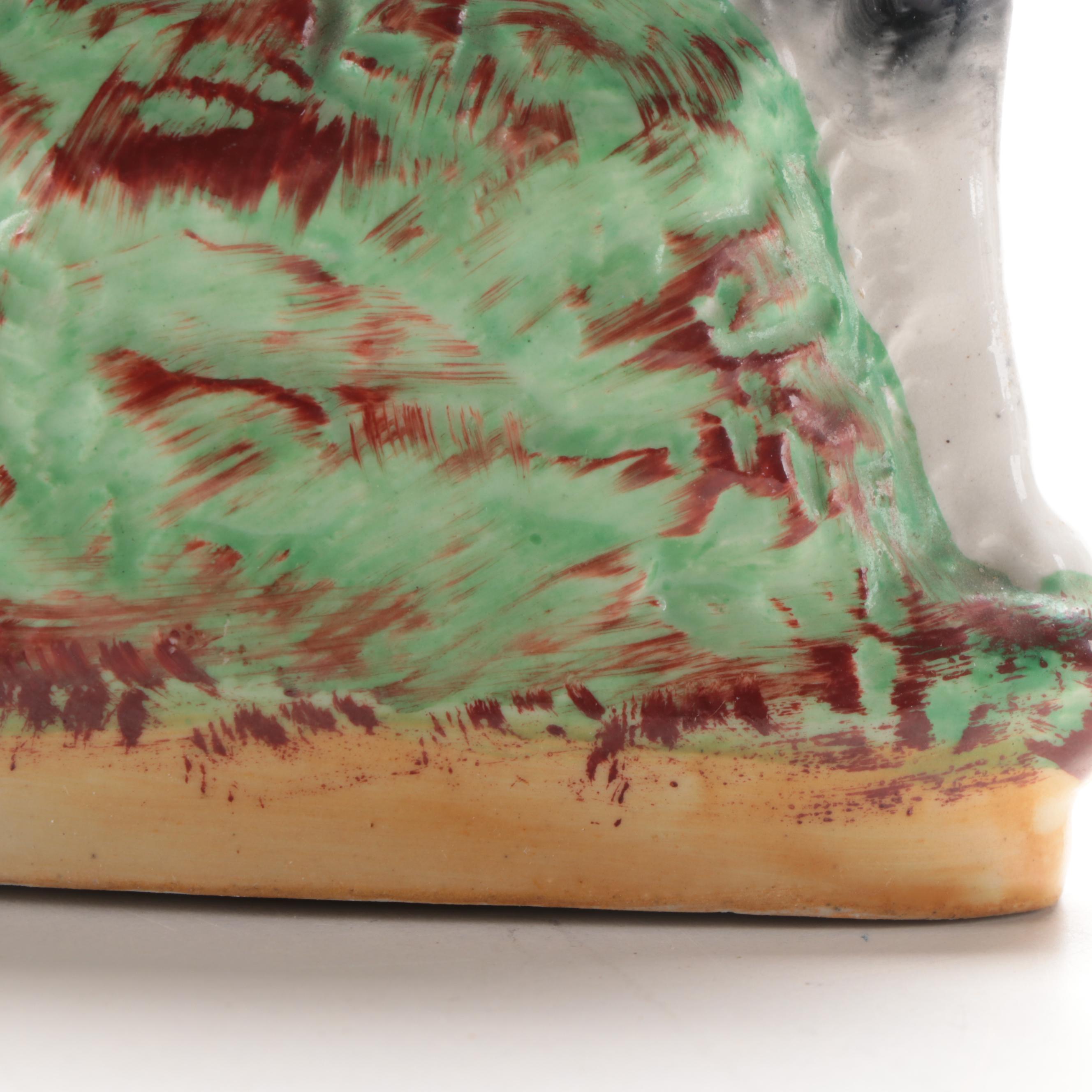 William Kent Staffordshire Girl Ridding a Dog Figurine, Early-Mid 20th Century