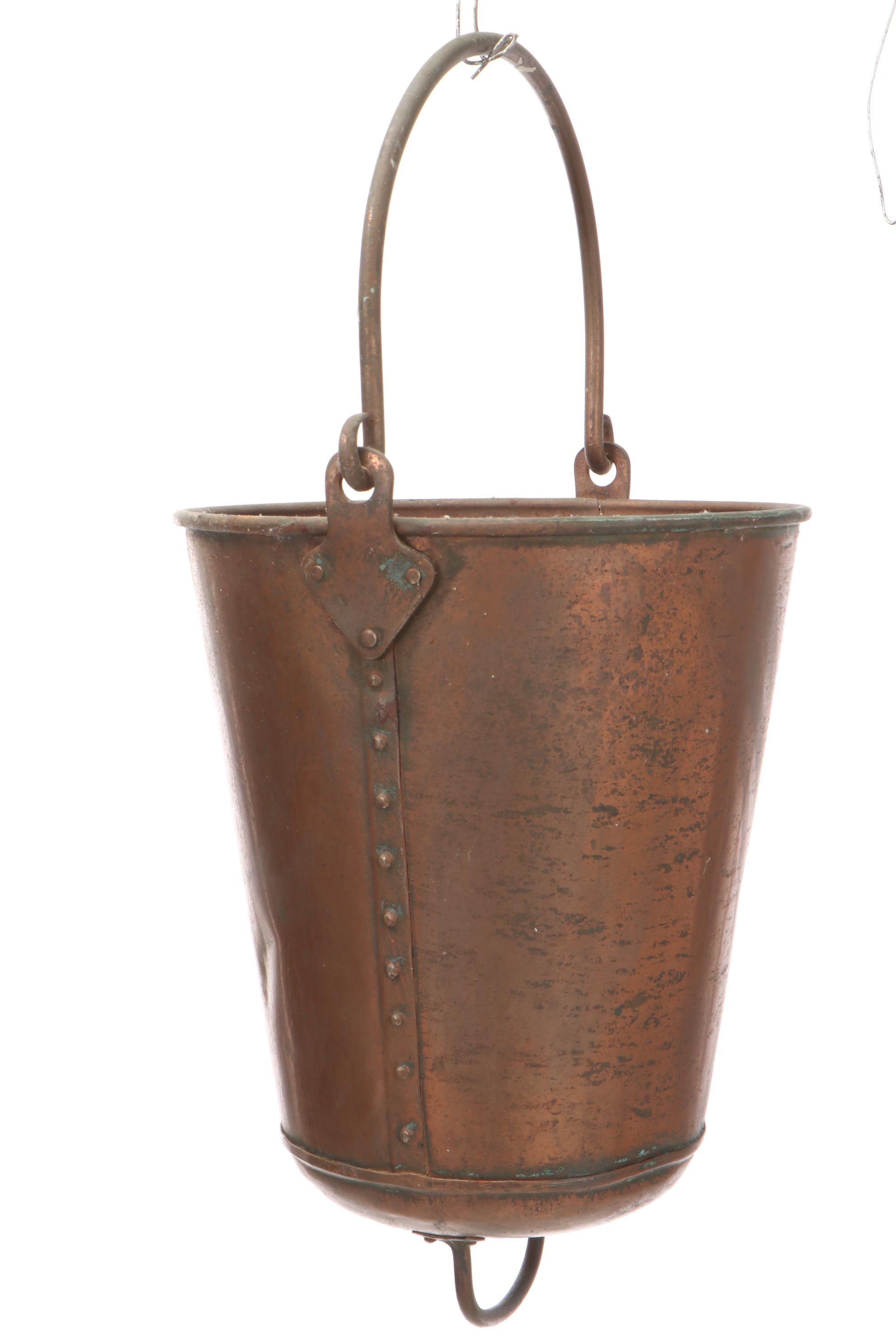 Round Bottom Copper Fire Bucket, Mid/Late 19th Century