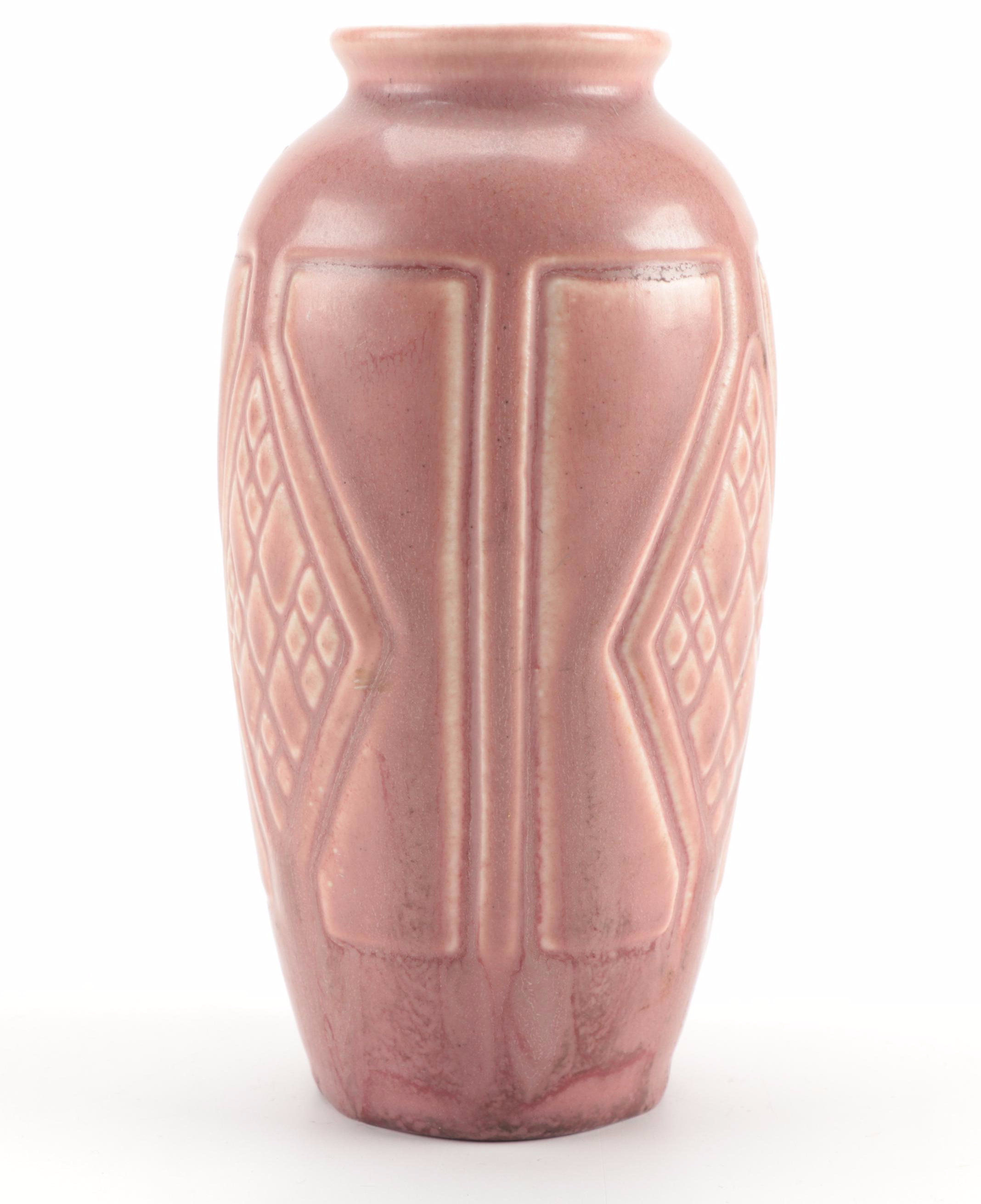 Rookwood Pottery Pink Matte Glaze Ceramic Vase, 1923