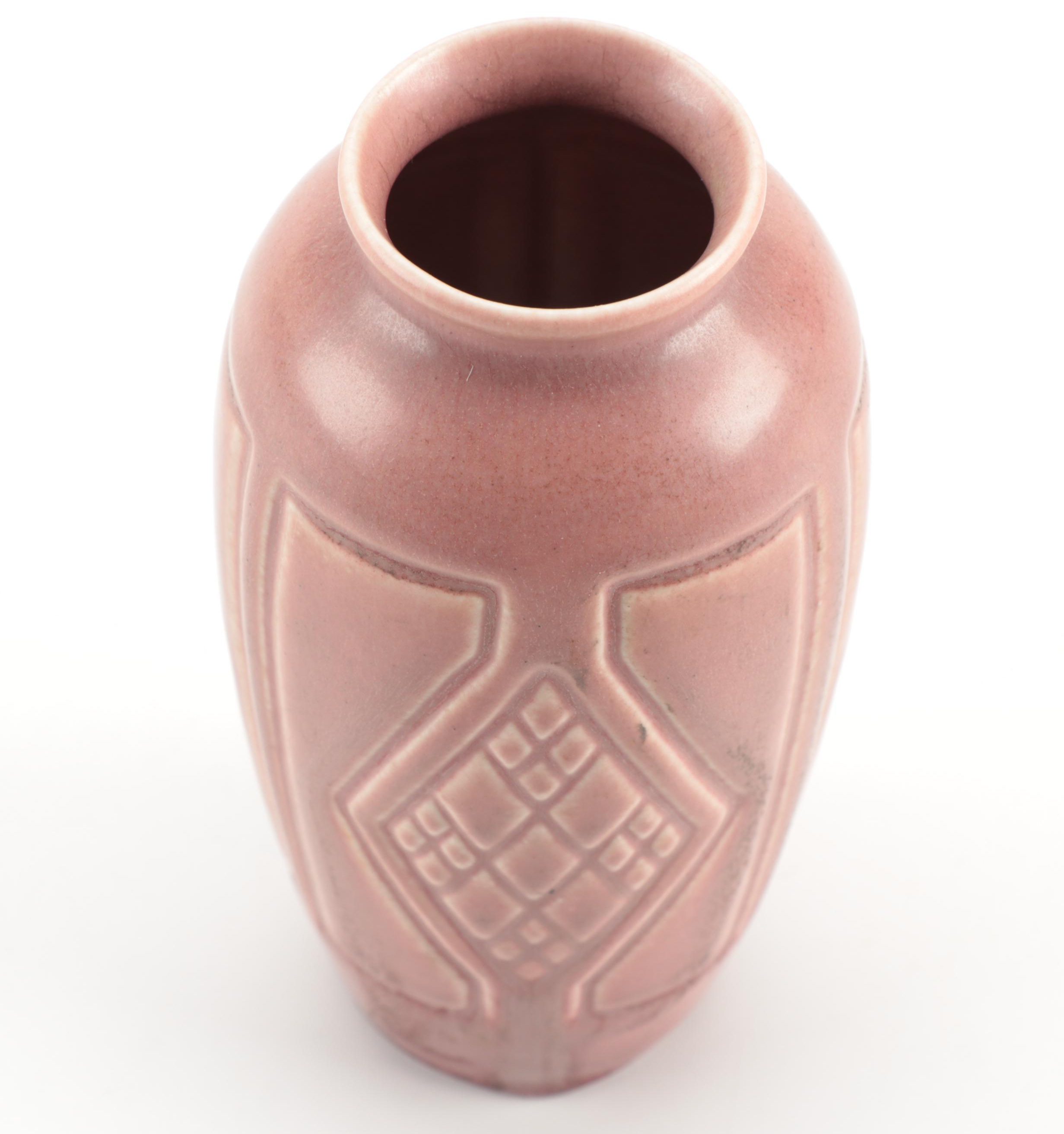 Rookwood Pottery Pink Matte Glaze Ceramic Vase, 1923