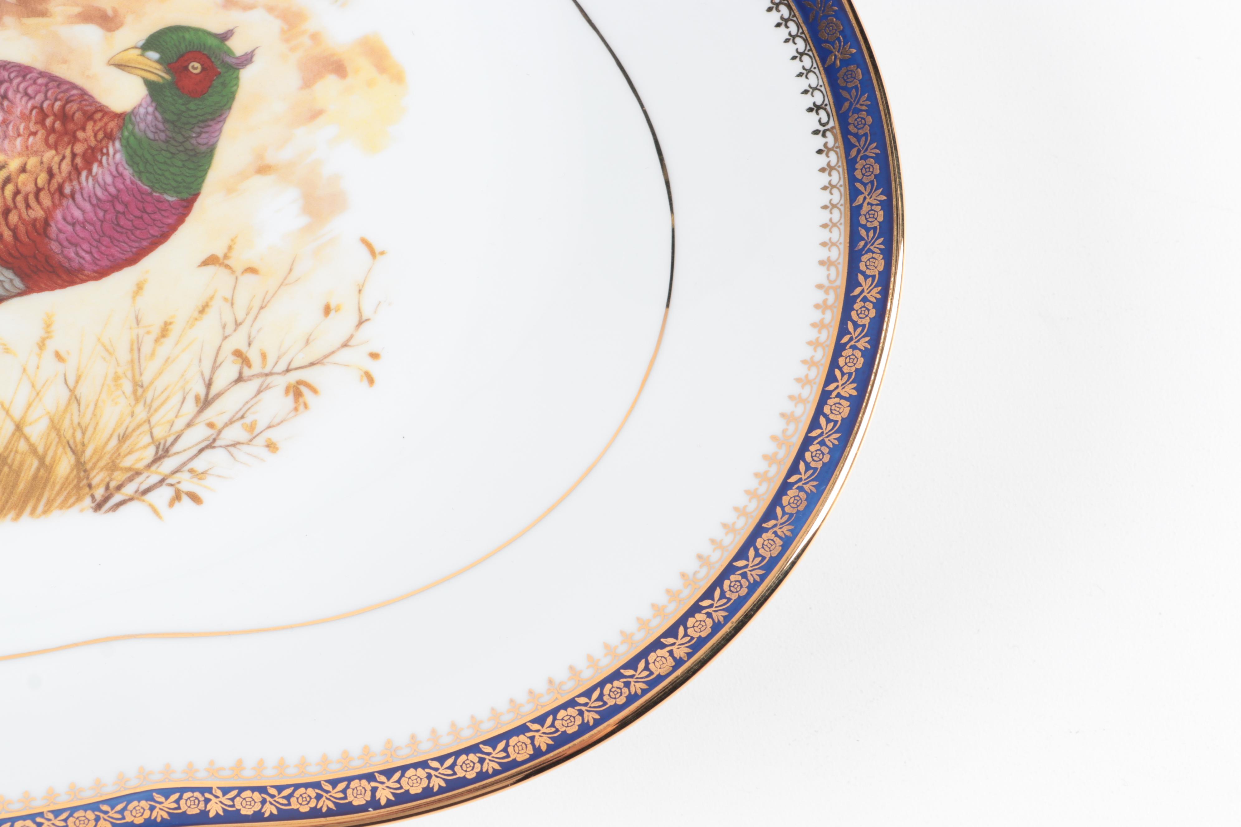Porcelaine d'Art Limoges Porcelain Serving Platter with Pheasant Motif