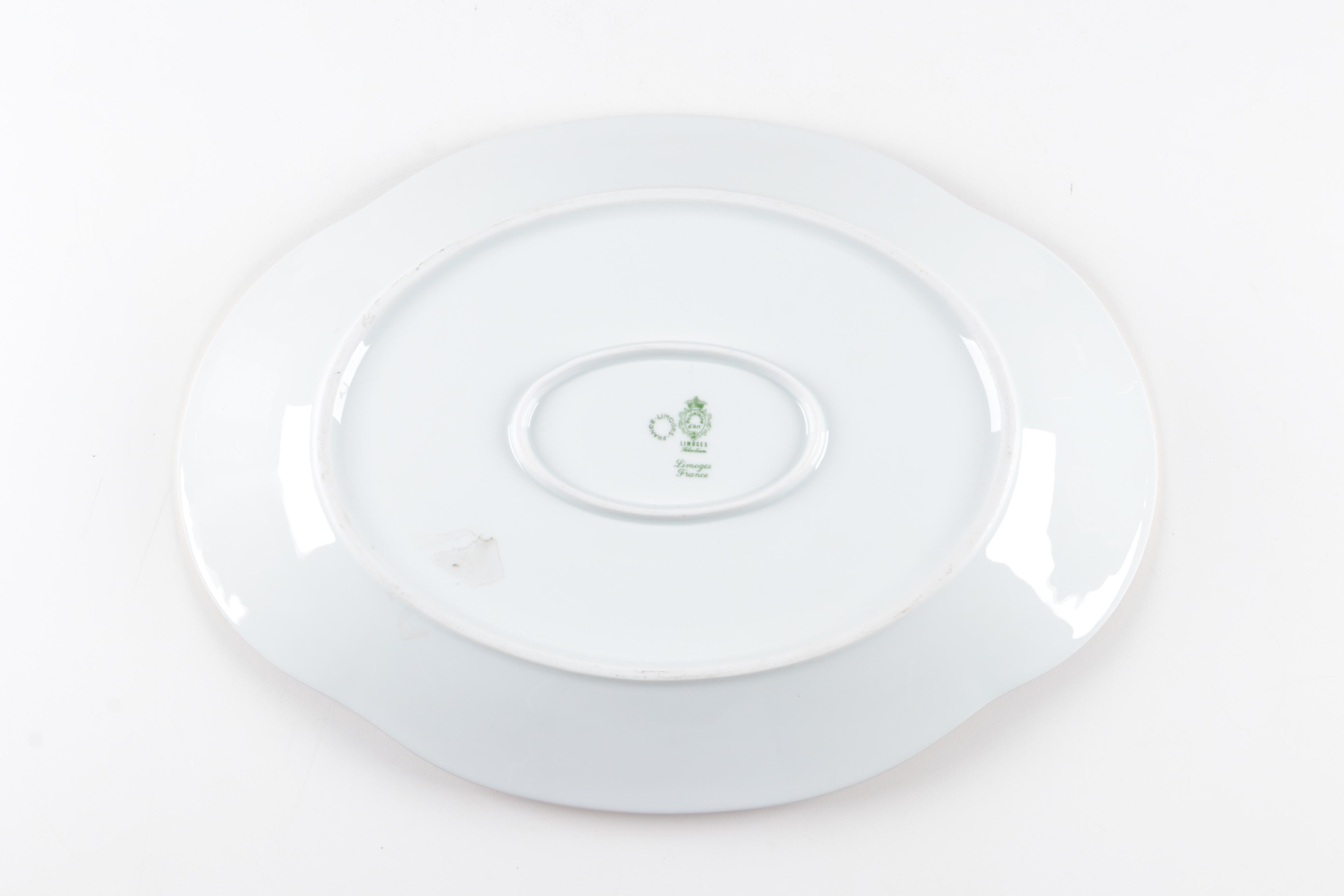 Porcelaine d'Art Limoges Porcelain Serving Platter with Pheasant Motif