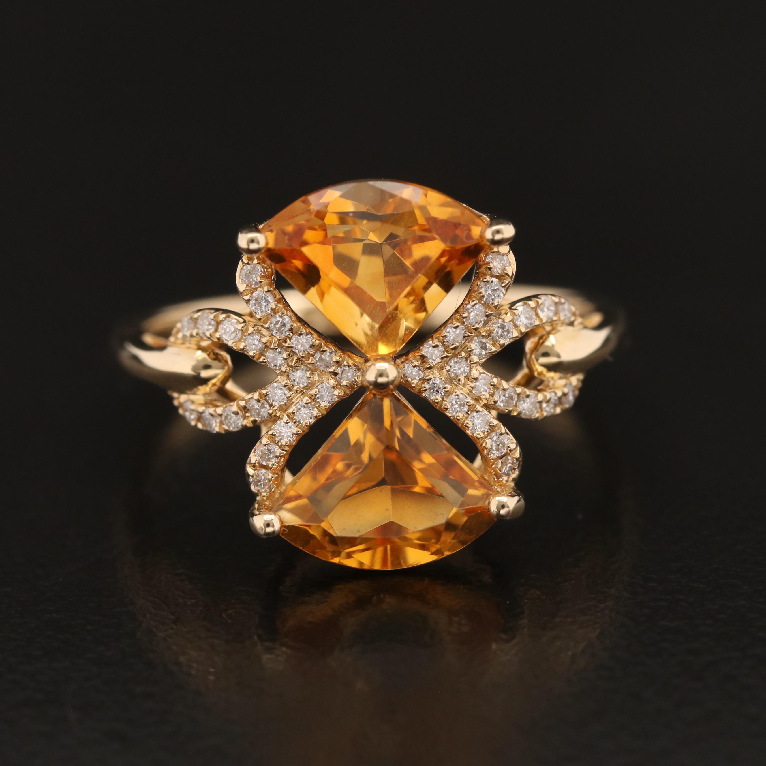 EFFY 14K Citrine and Diamond Bow Ring