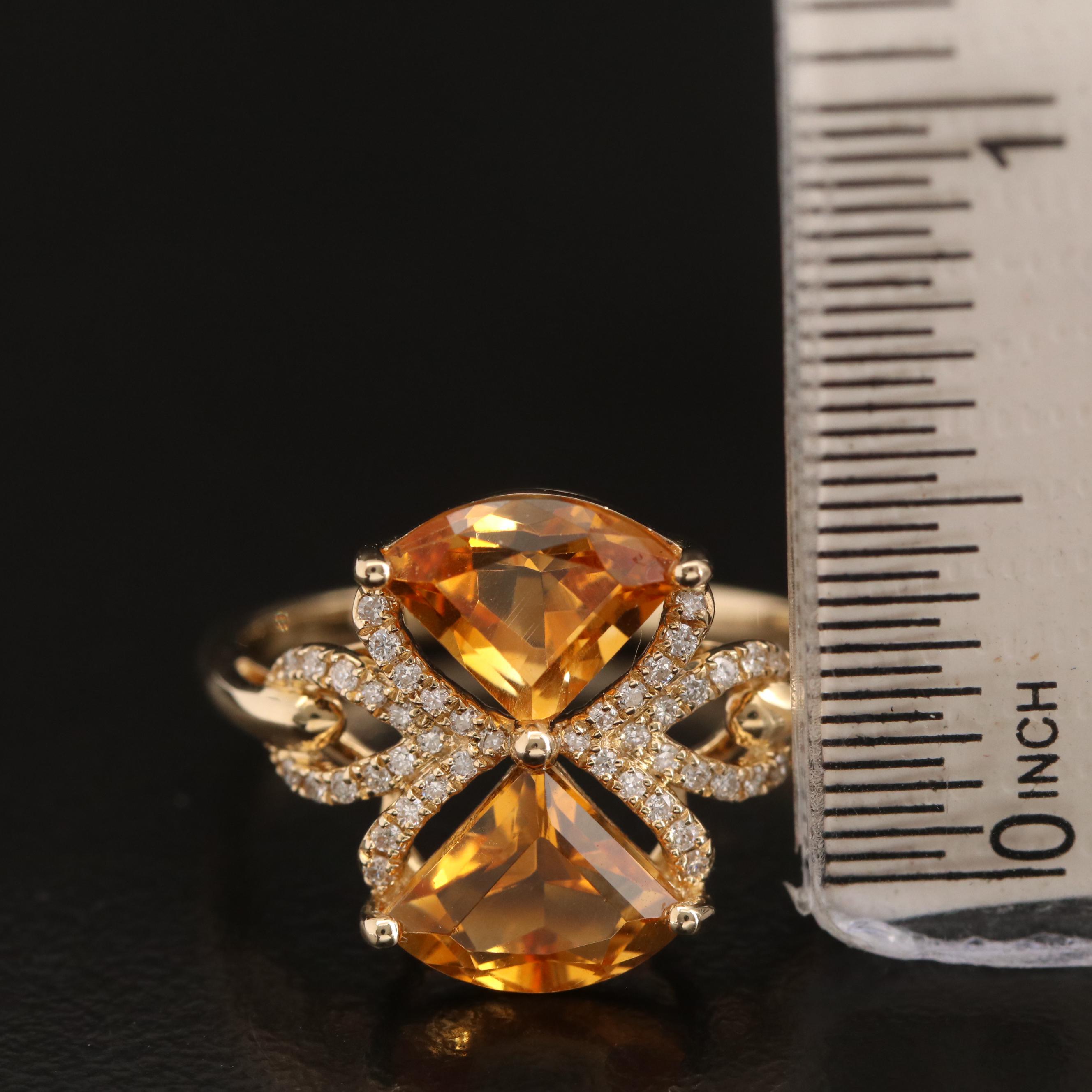EFFY 14K Citrine and Diamond Bow Ring