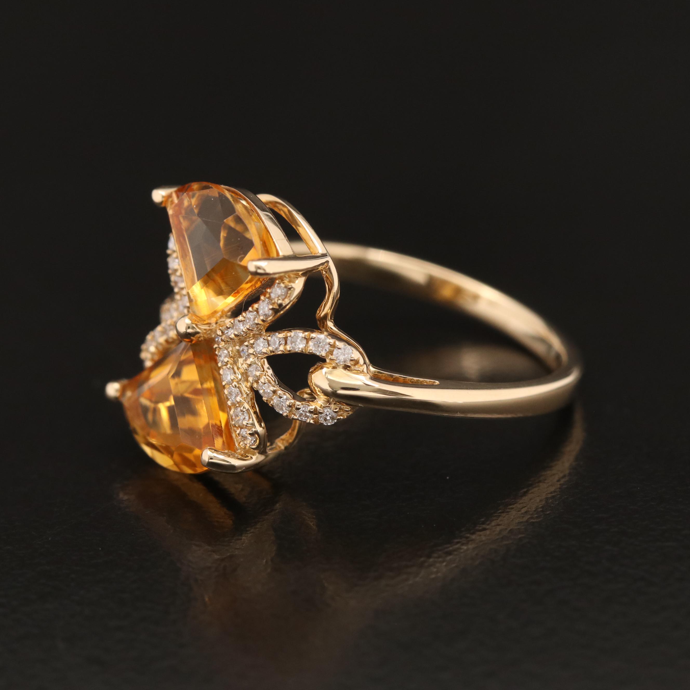 EFFY 14K Citrine and Diamond Bow Ring