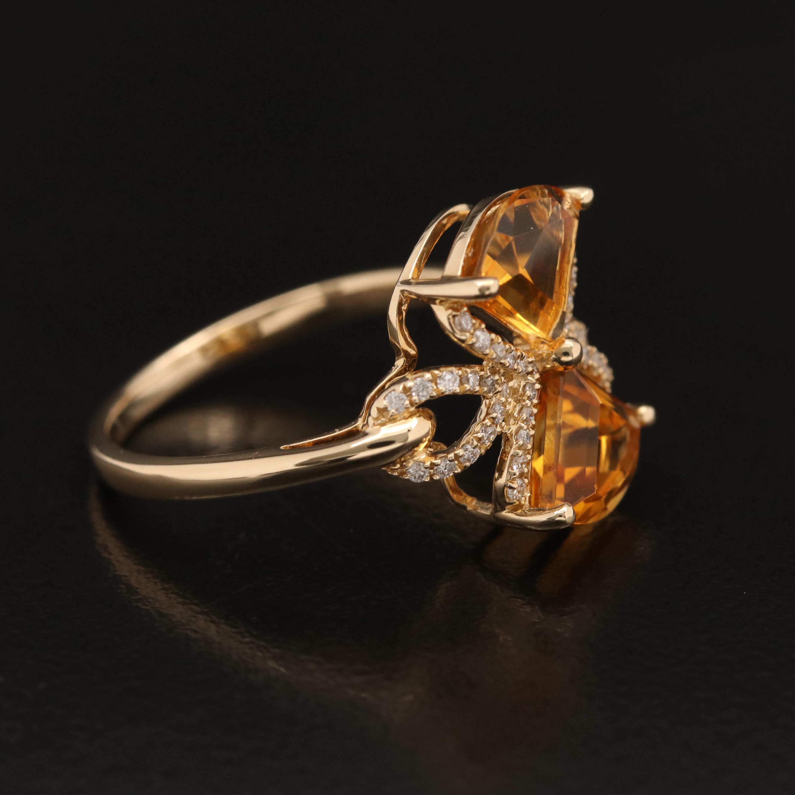 EFFY 14K Citrine and Diamond Bow Ring