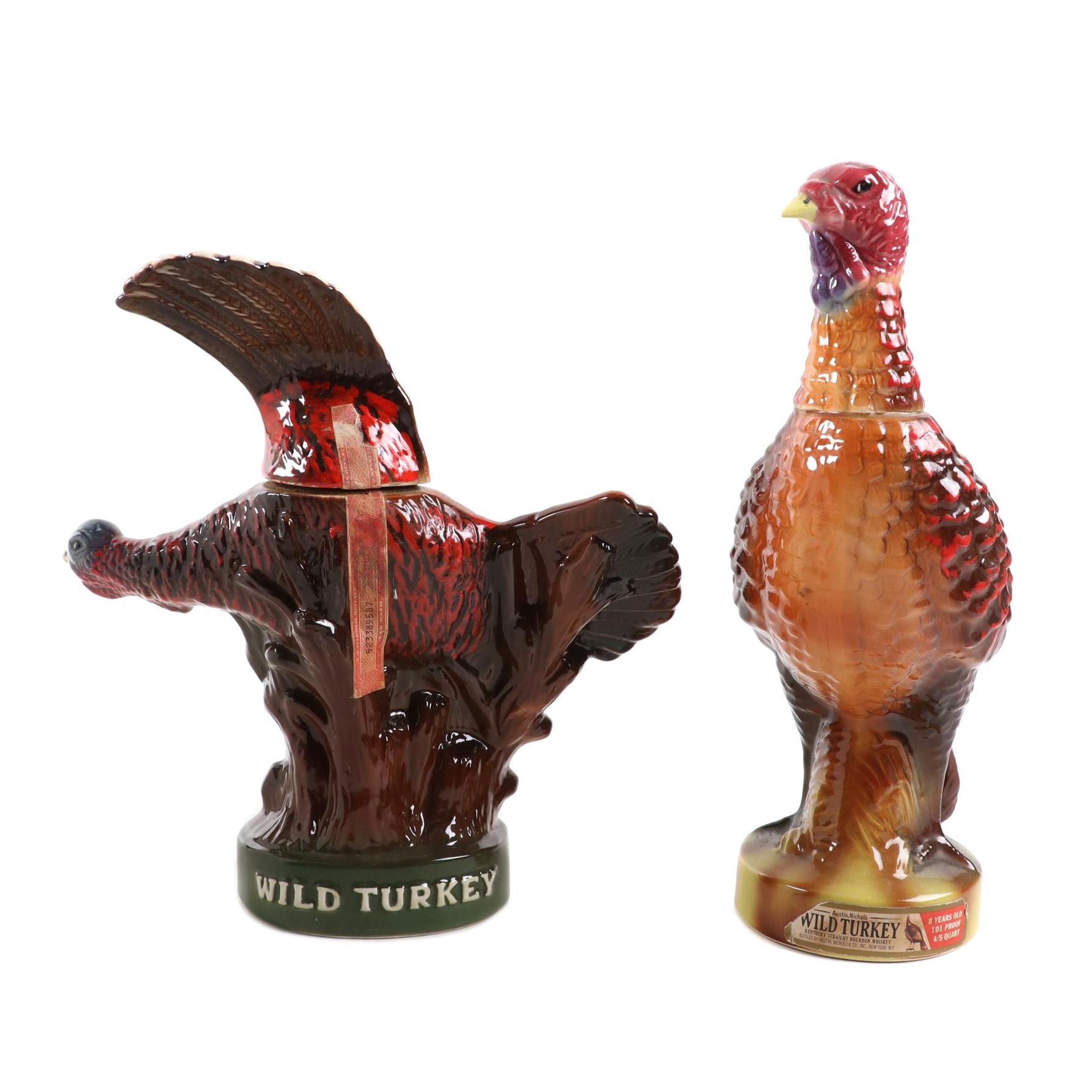 Austin Nichols Wild Turkey Ceramic Bourbon Decanters, 1970s