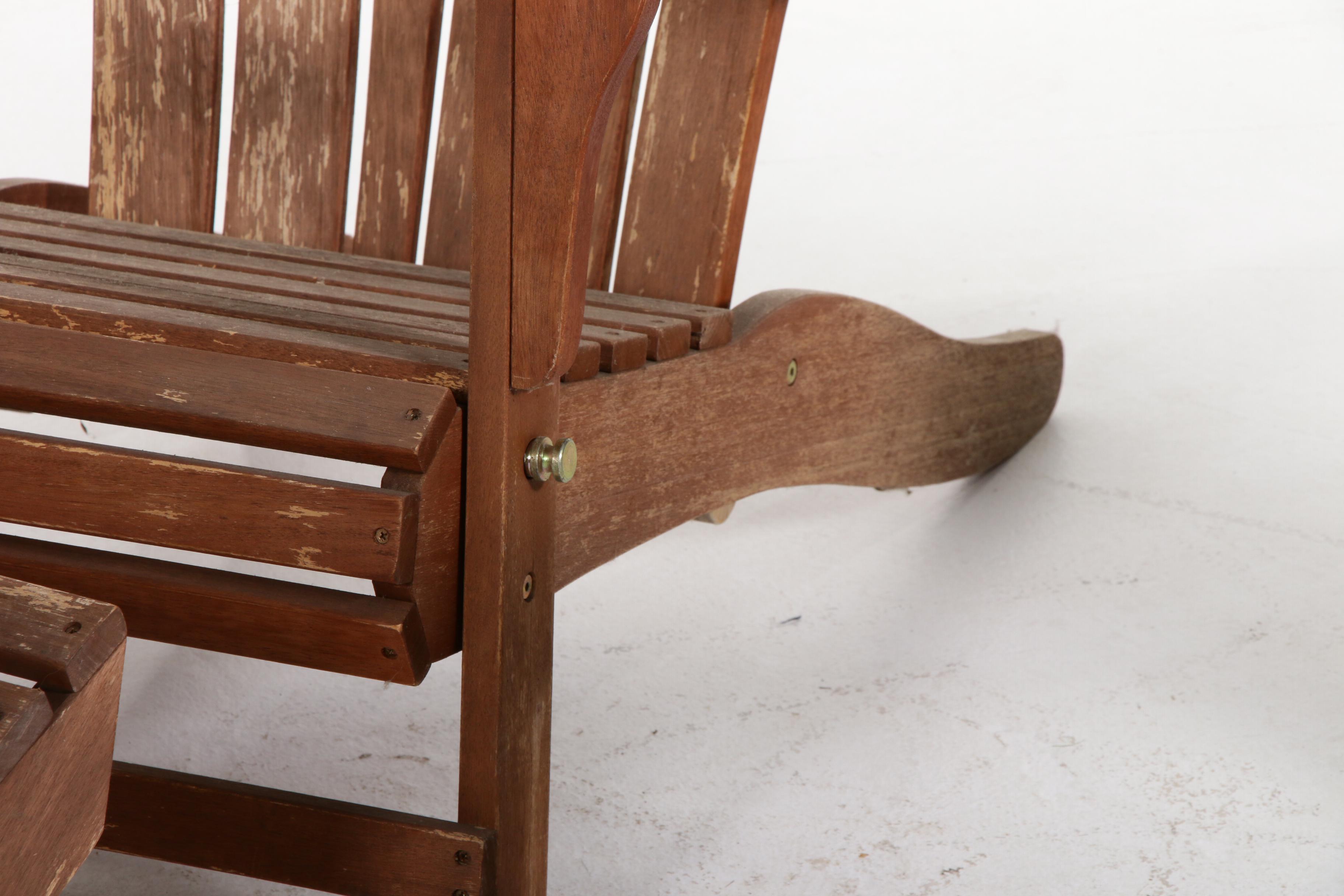Ballard Designs Stained Wood Adirondack Chairs with Footstools