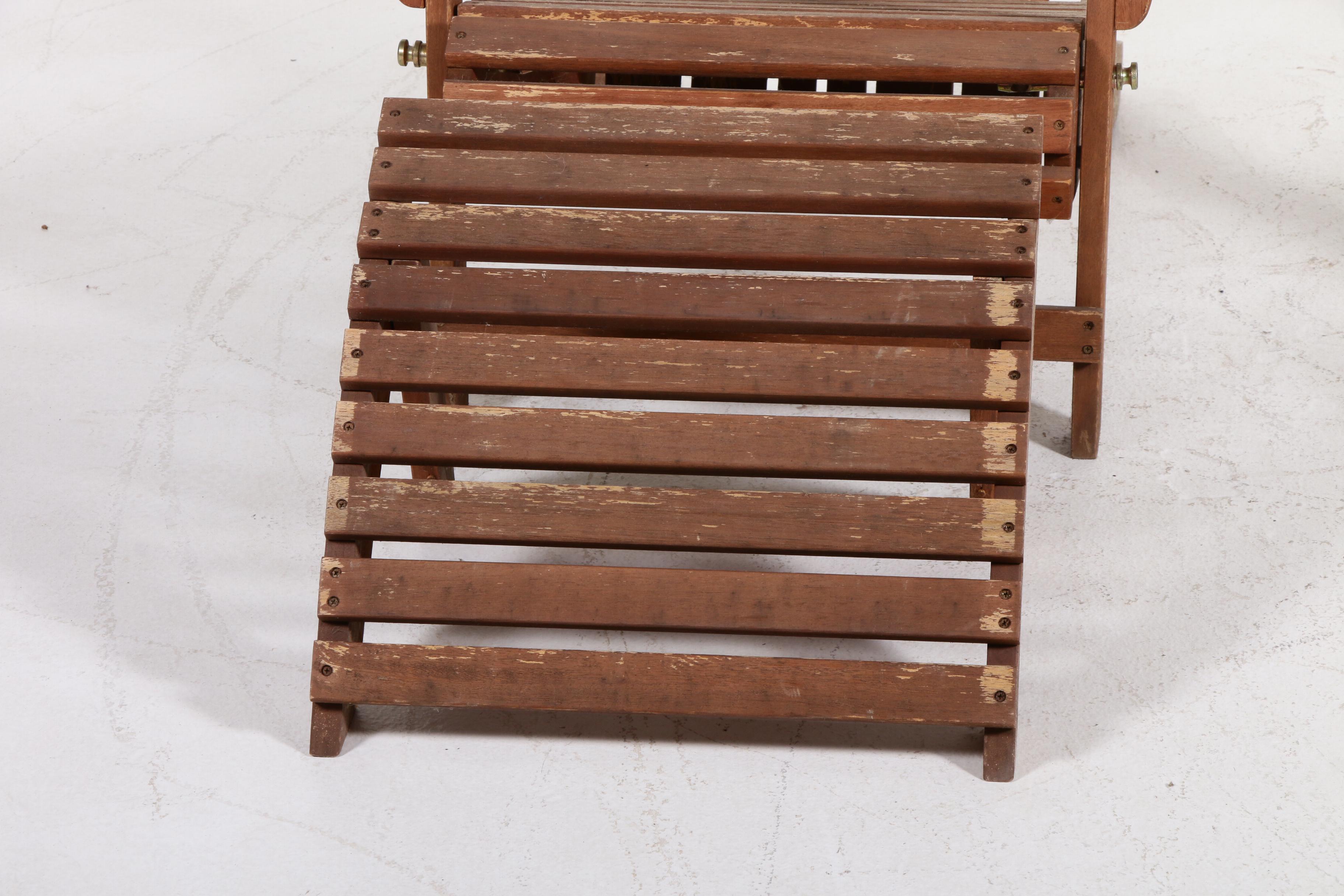 Ballard Designs Stained Wood Adirondack Chairs with Footstools