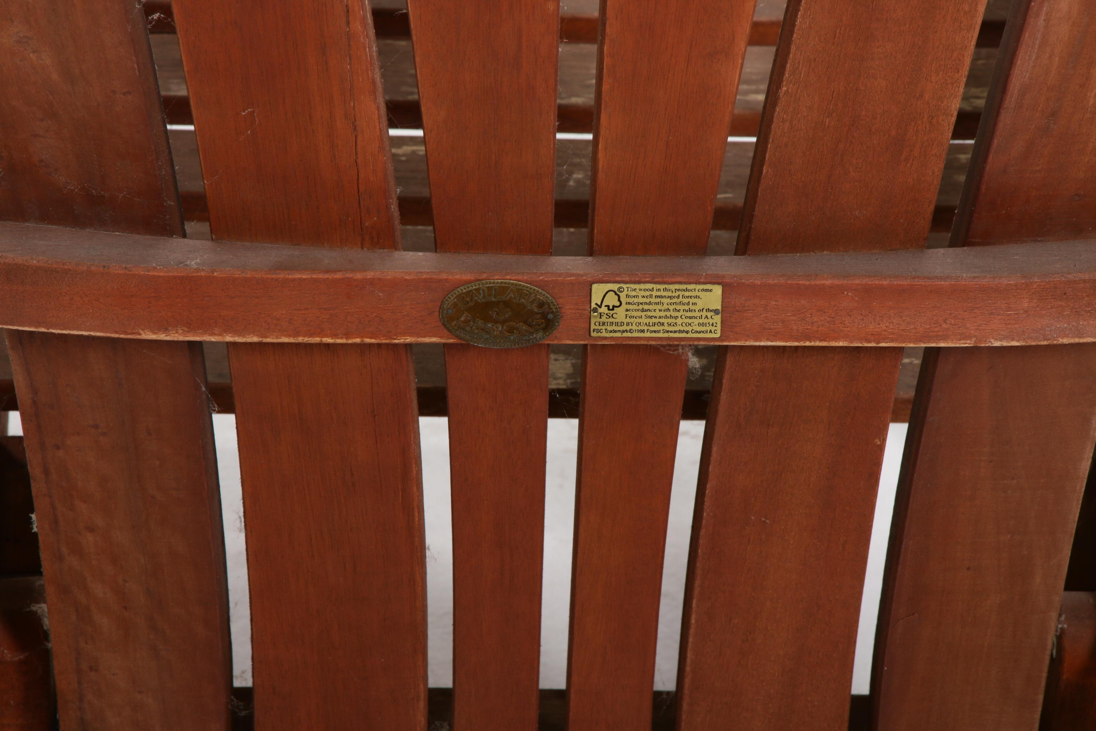 Ballard Designs Stained Wood Adirondack Chairs with Footstools