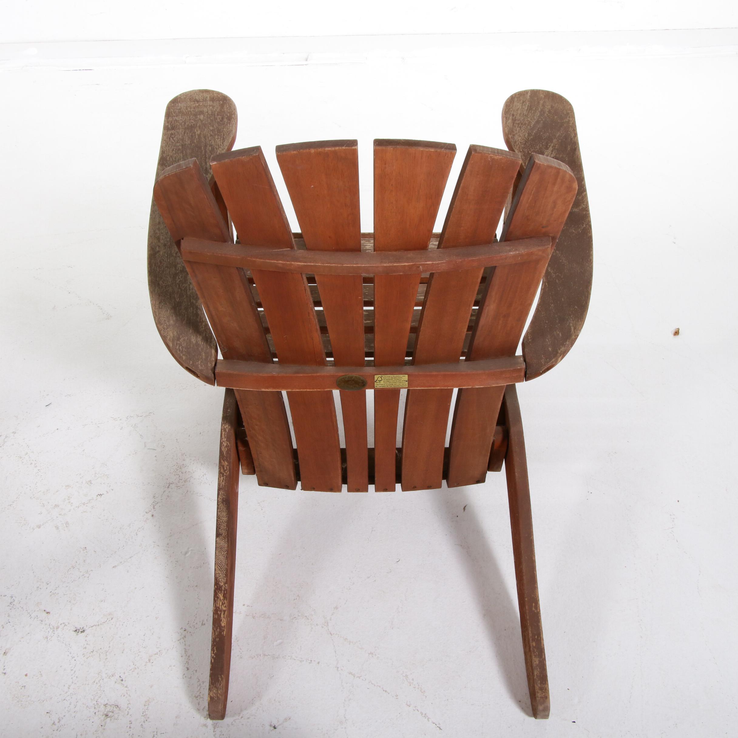 Ballard Designs Stained Wood Adirondack Chairs with Footstools