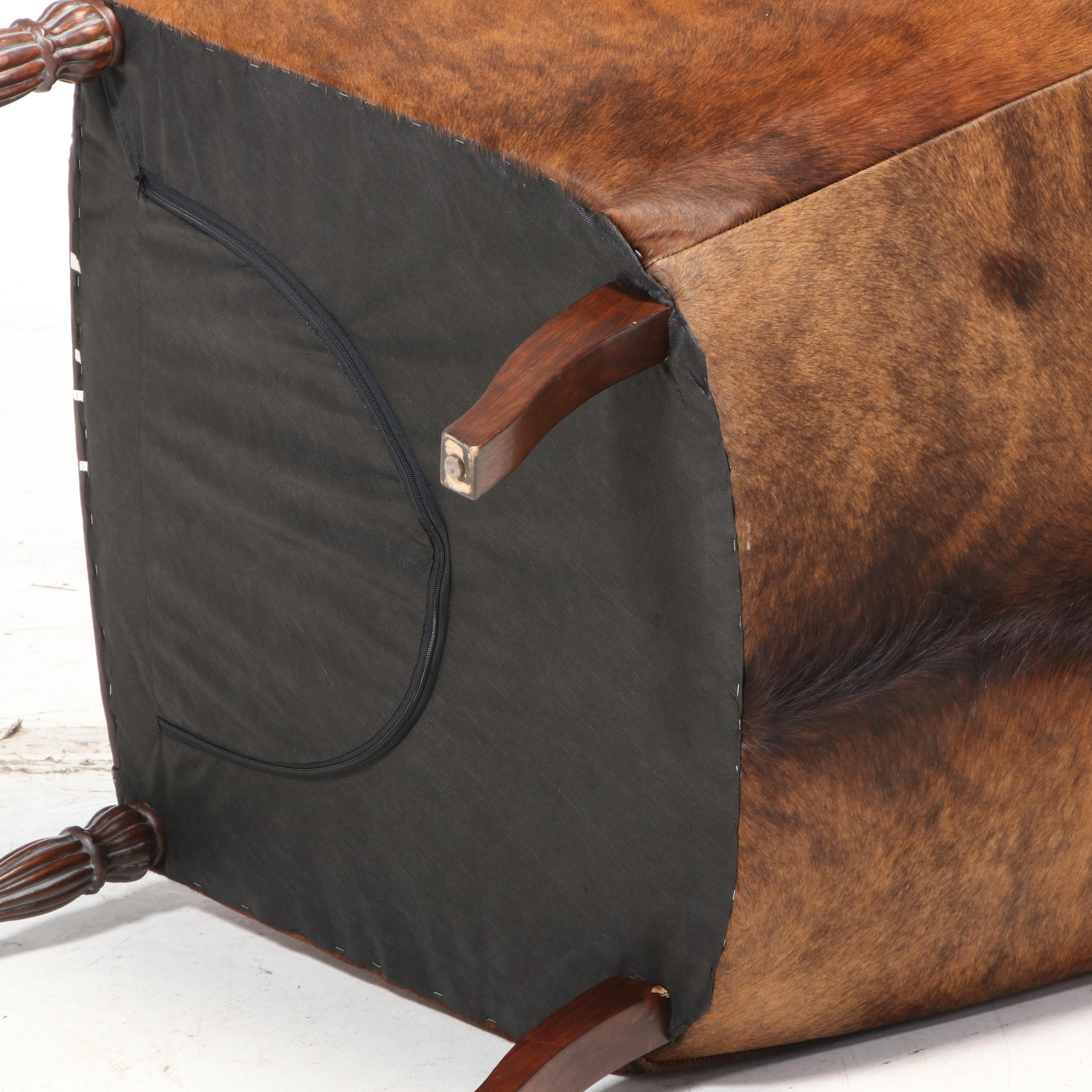 Bernhardt Furniture Bonded Leather and Cowhide Wingback Armchair