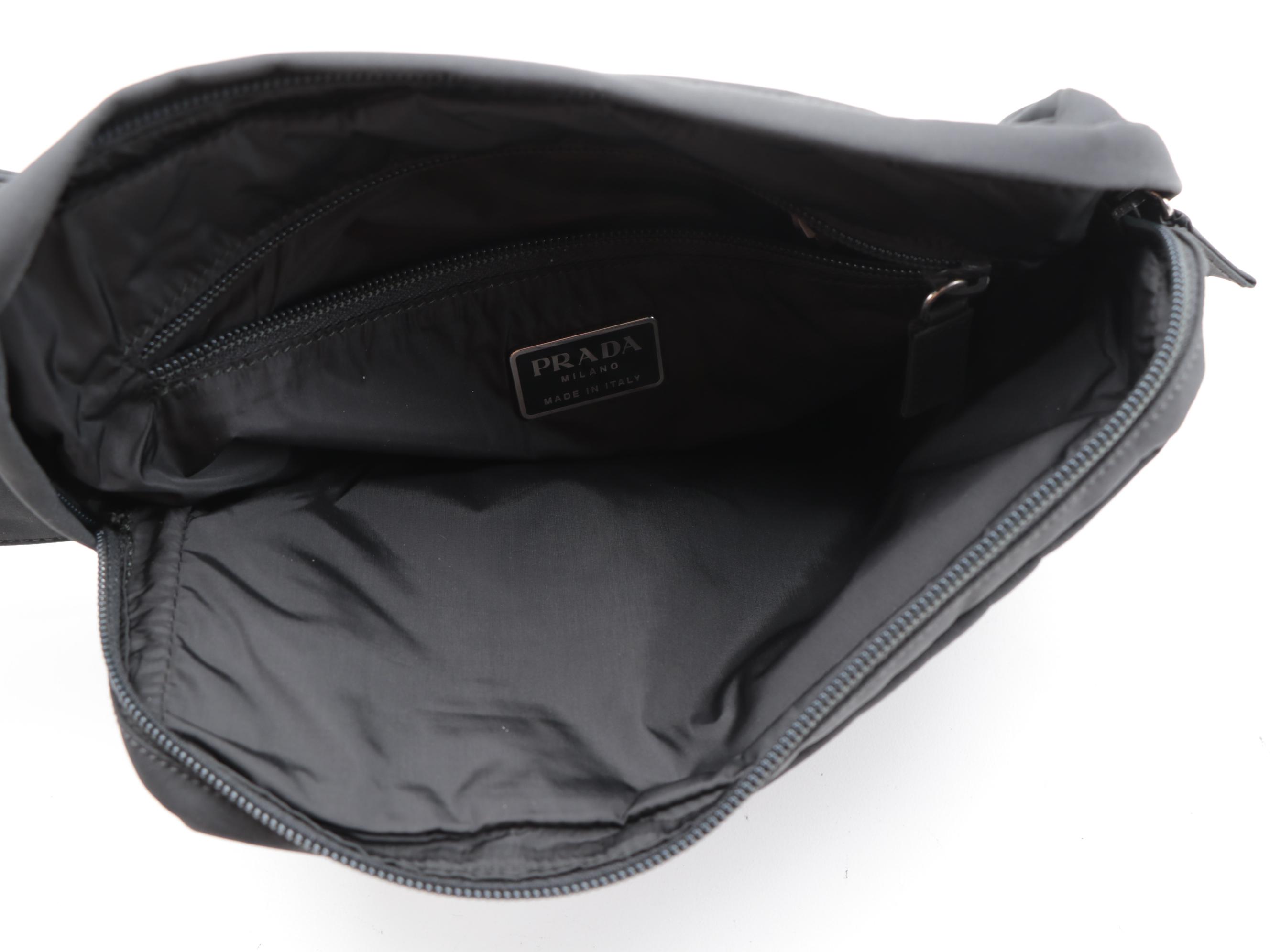 Prada Sport Grey Nylon Zipper Belt Bag