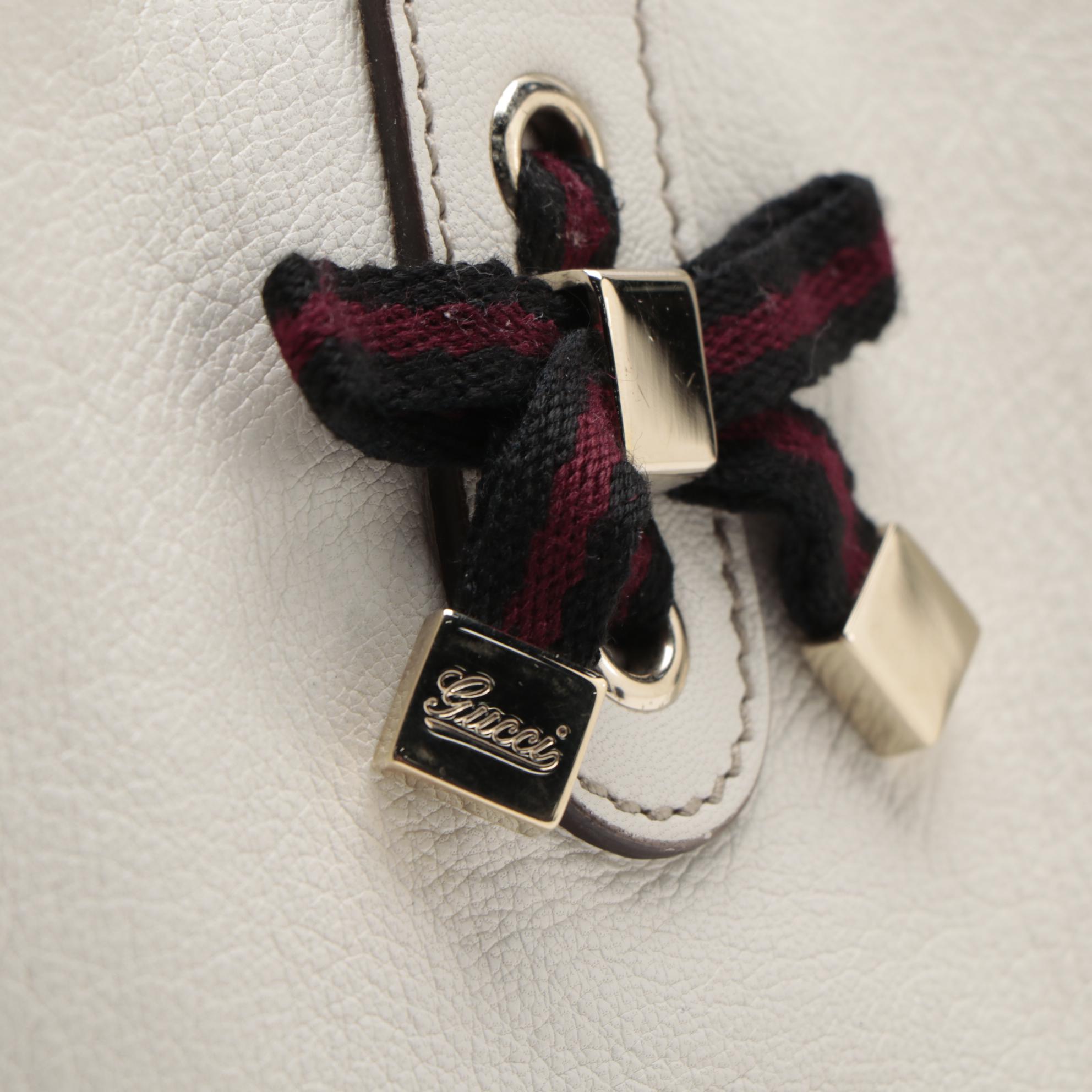 Gucci White Leather Princy Web Bow Tote