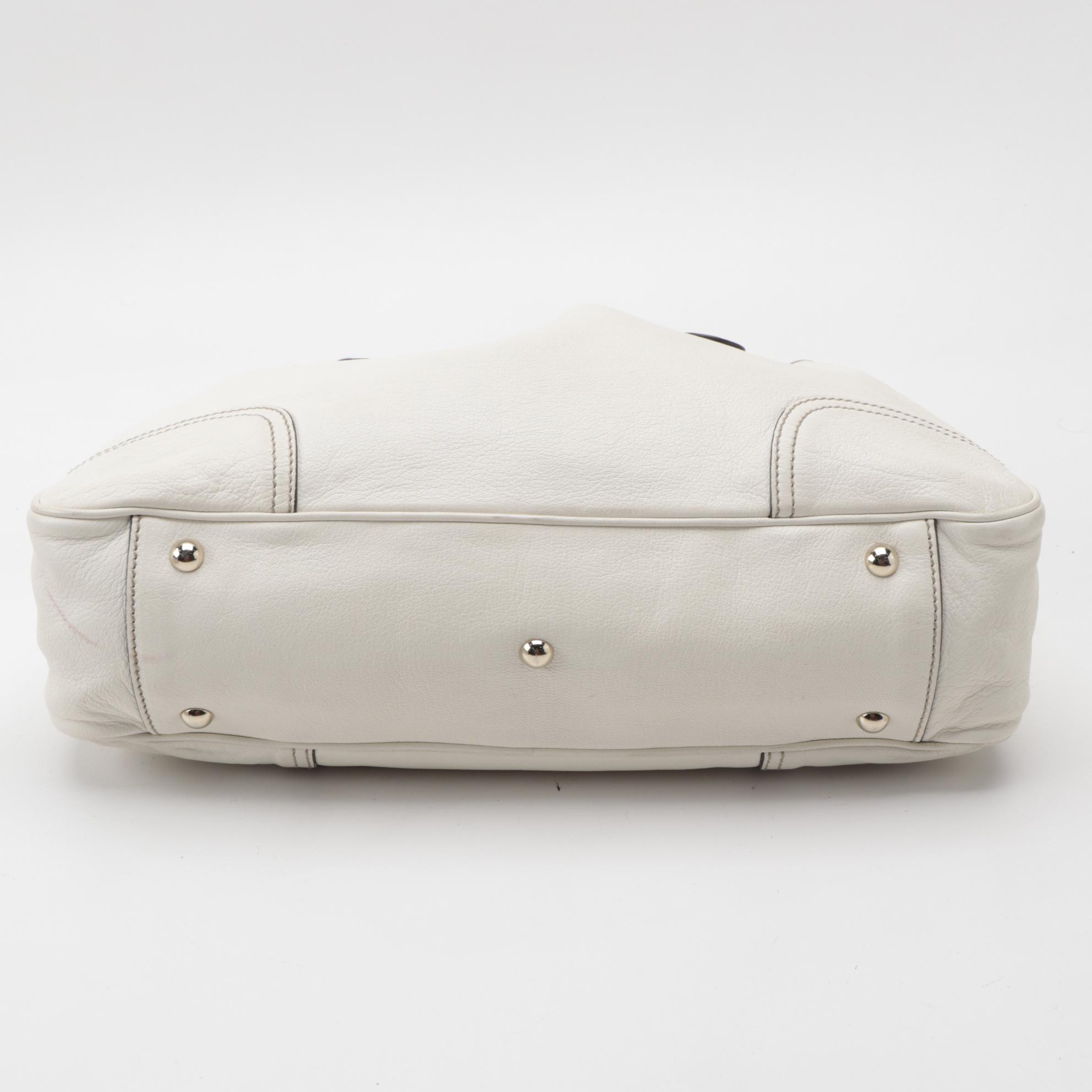 Gucci White Leather Princy Web Bow Tote