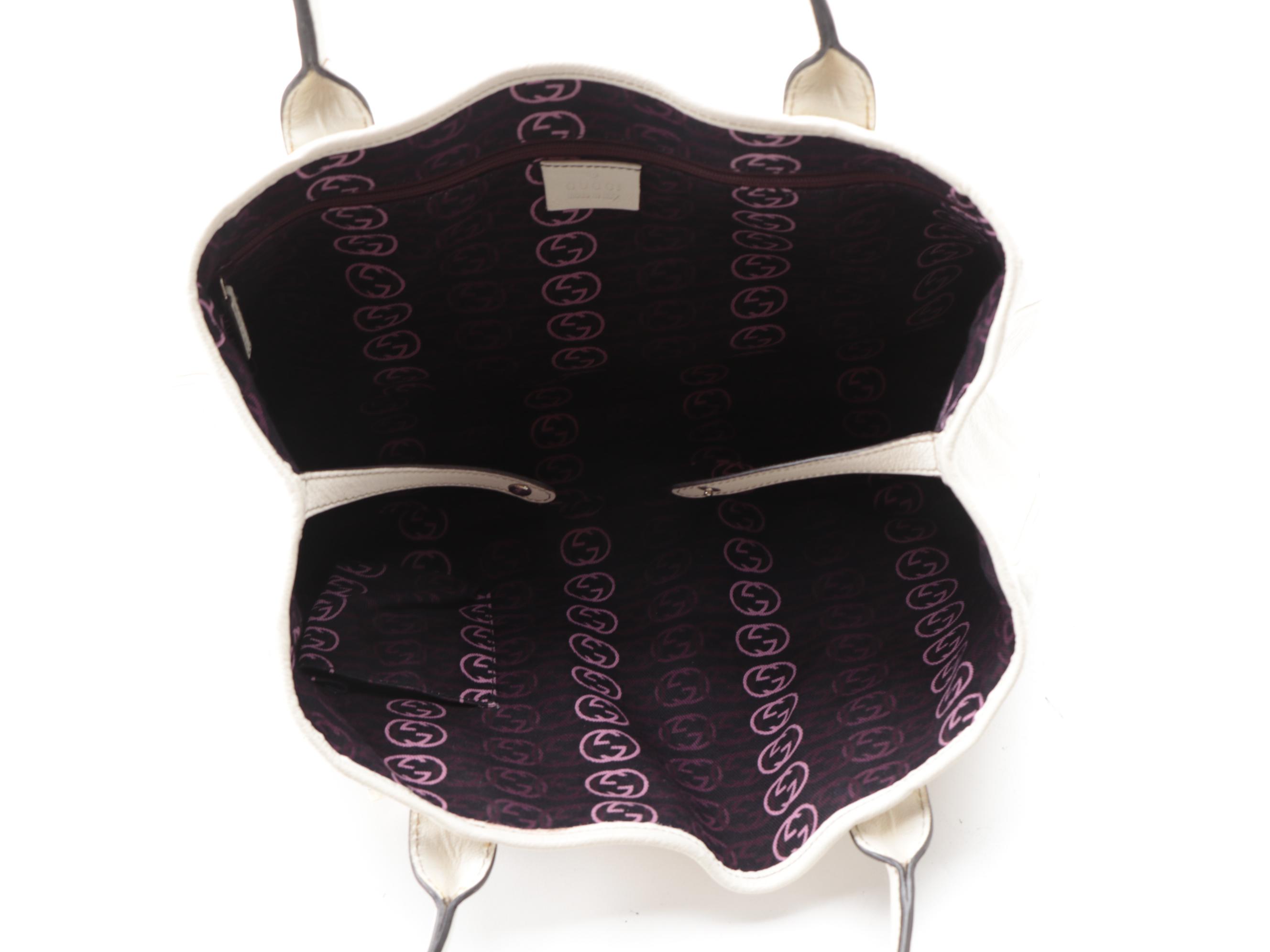 Gucci White Leather Princy Web Bow Tote