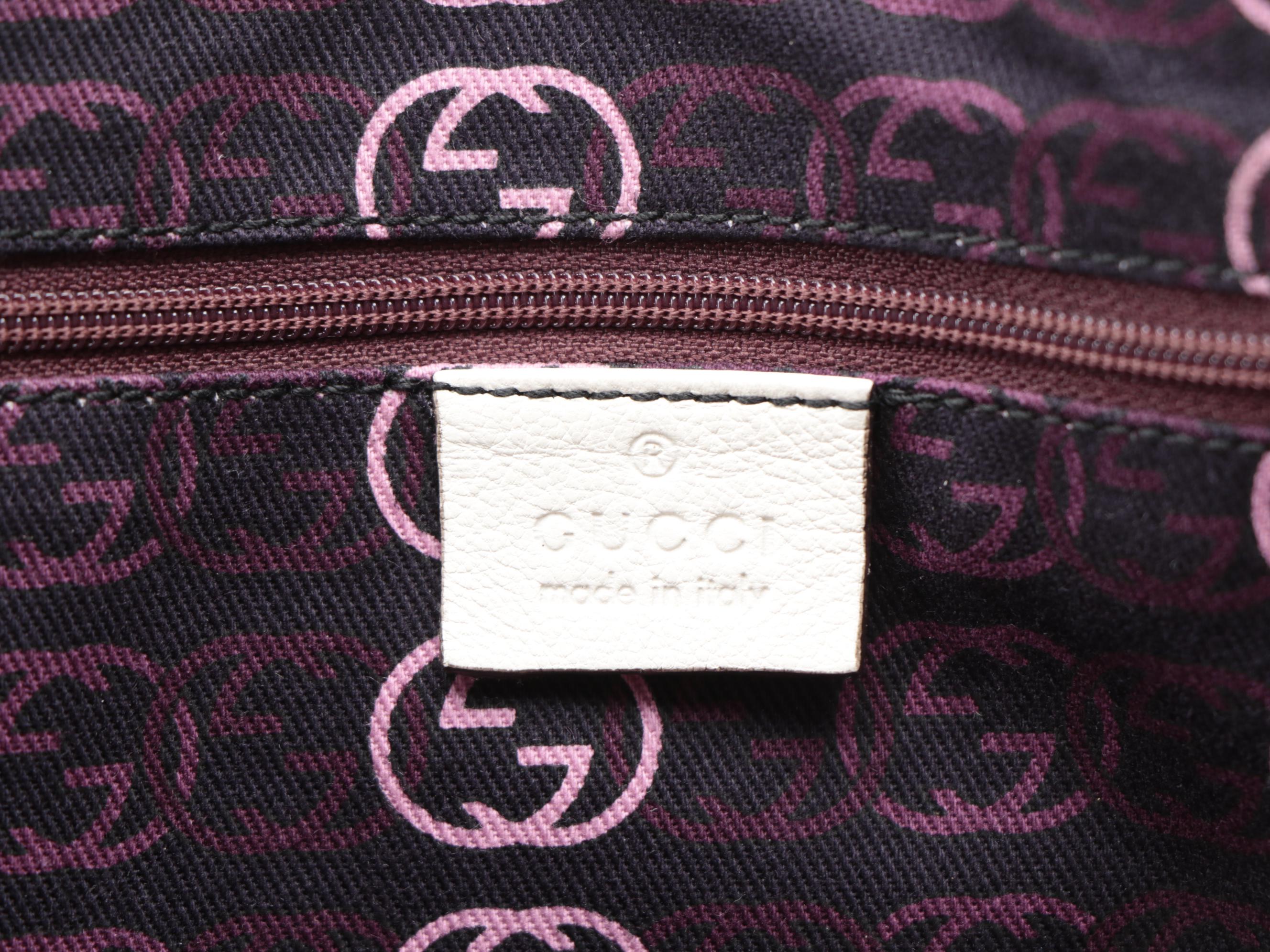 Gucci White Leather Princy Web Bow Tote