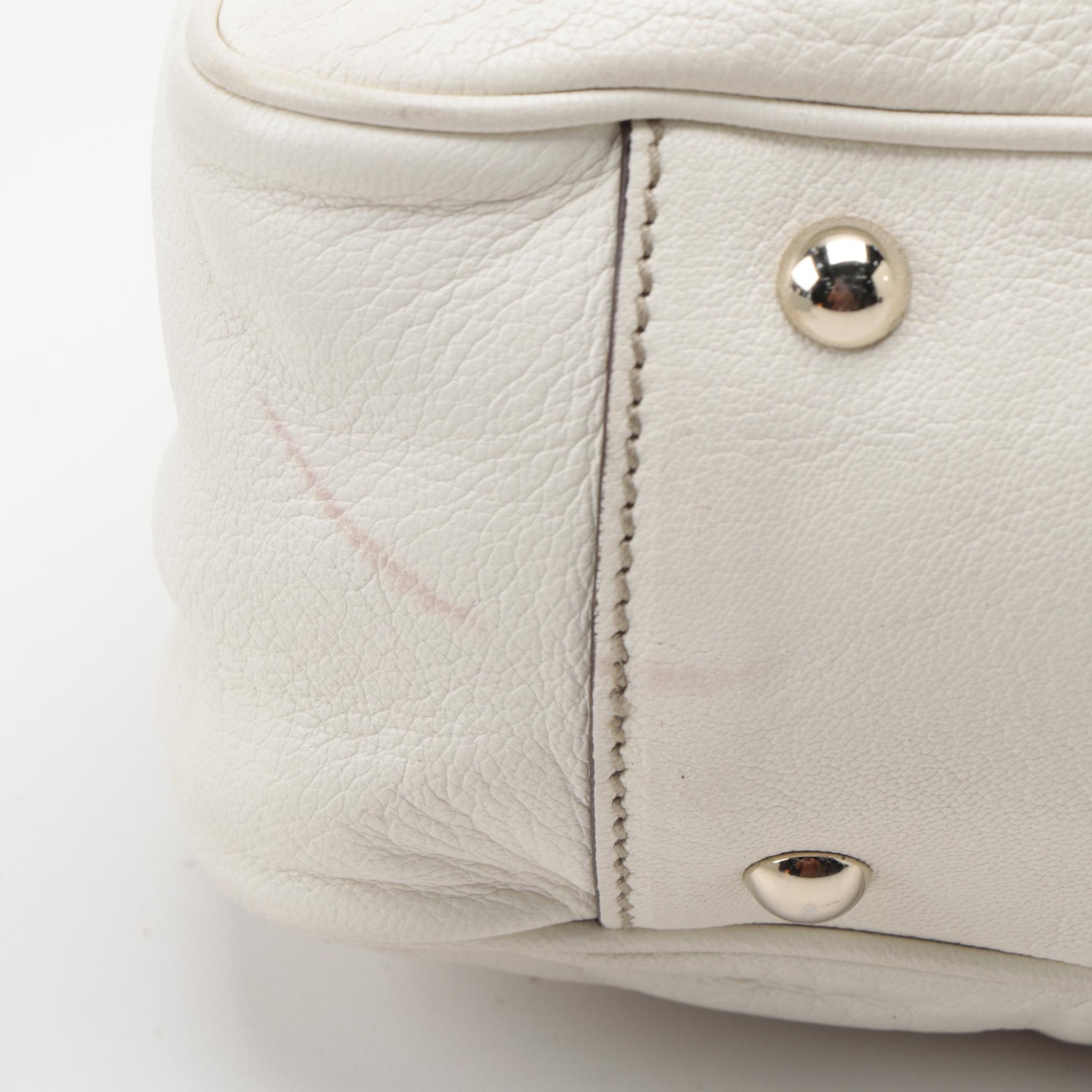 Gucci White Leather Princy Web Bow Tote