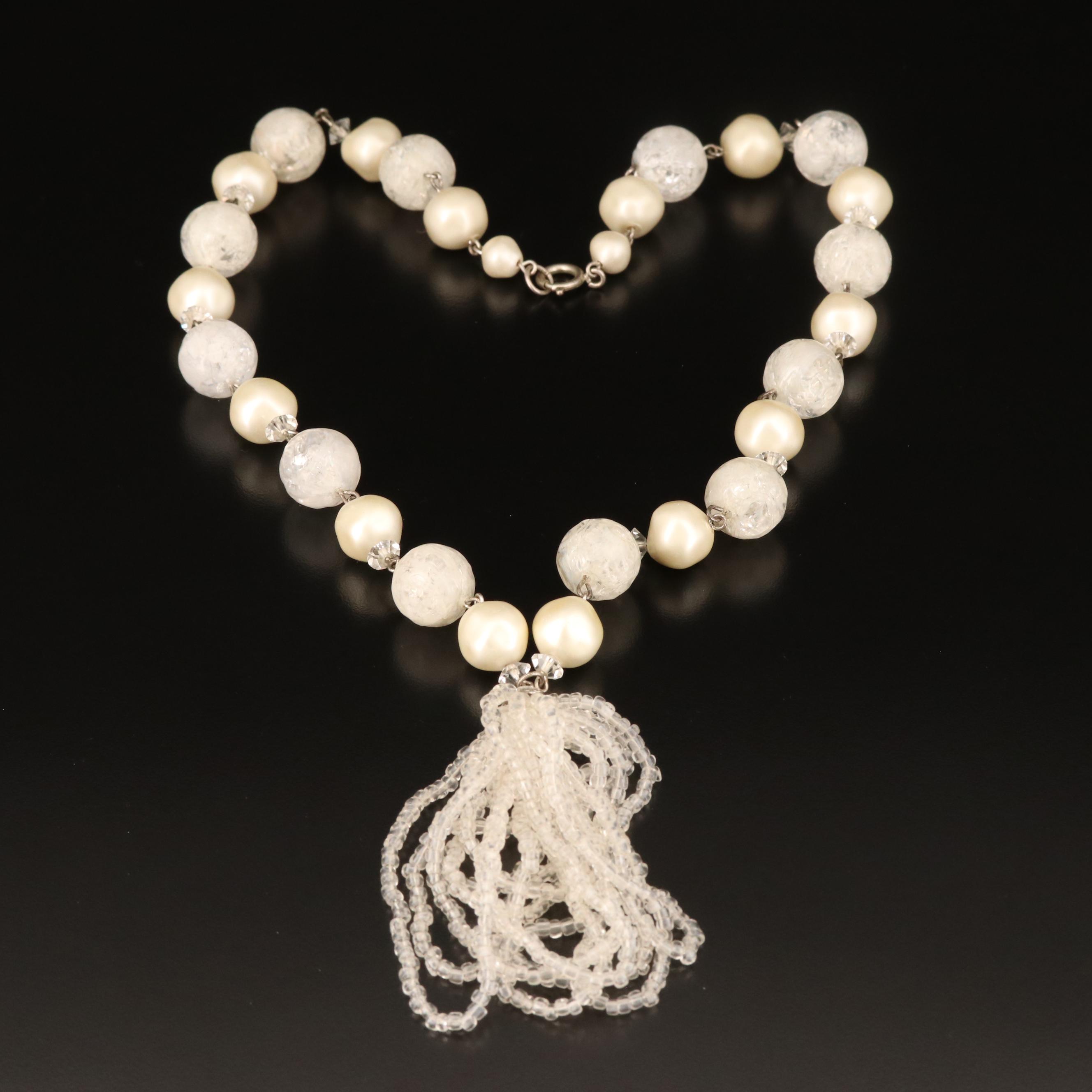 Vintage Early Plastic Necklaces Including Mother of Pearl Ring