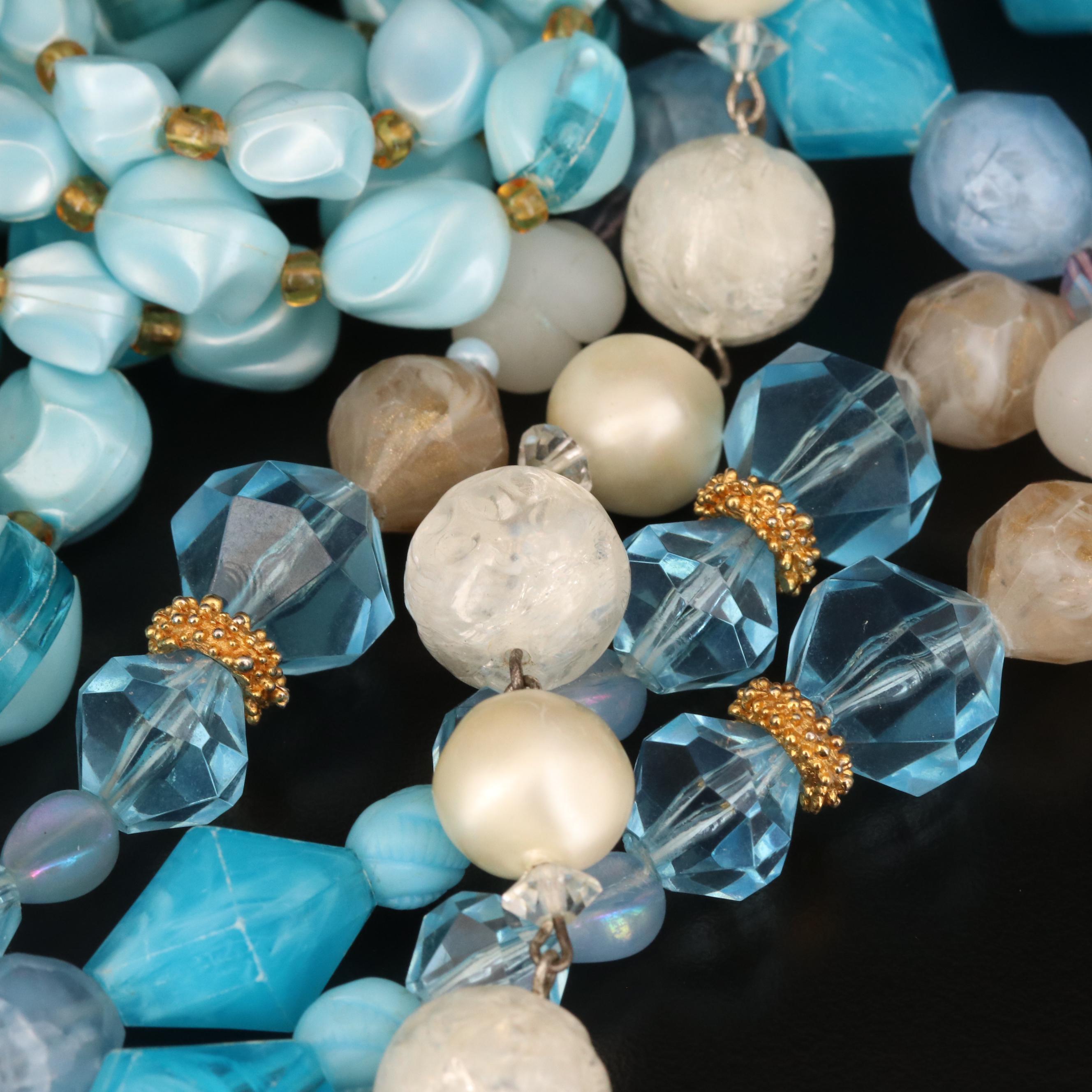 Vintage Early Plastic Necklaces Including Mother of Pearl Ring