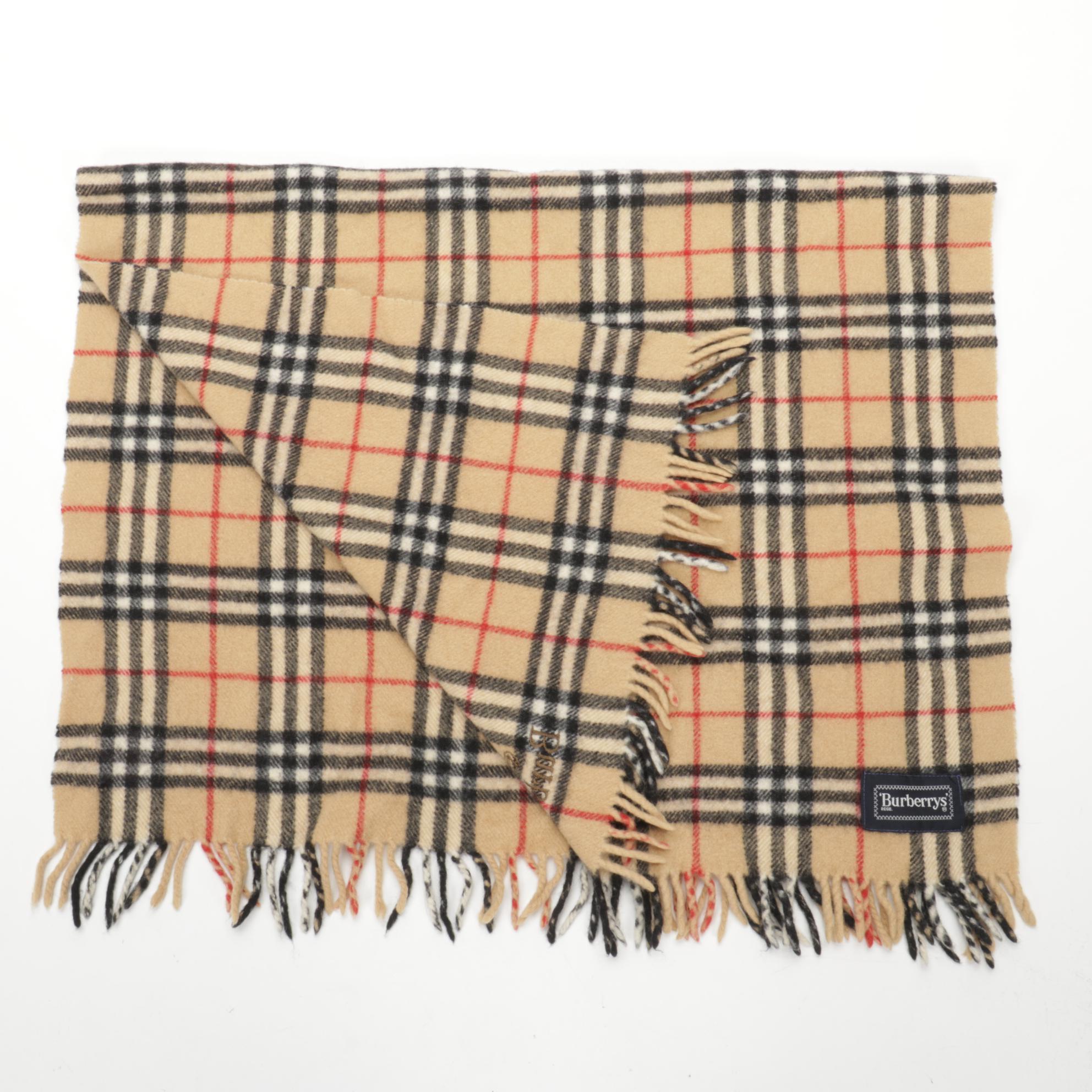Burberry Wide Scarf with Fringes in "Nova Check" Wool