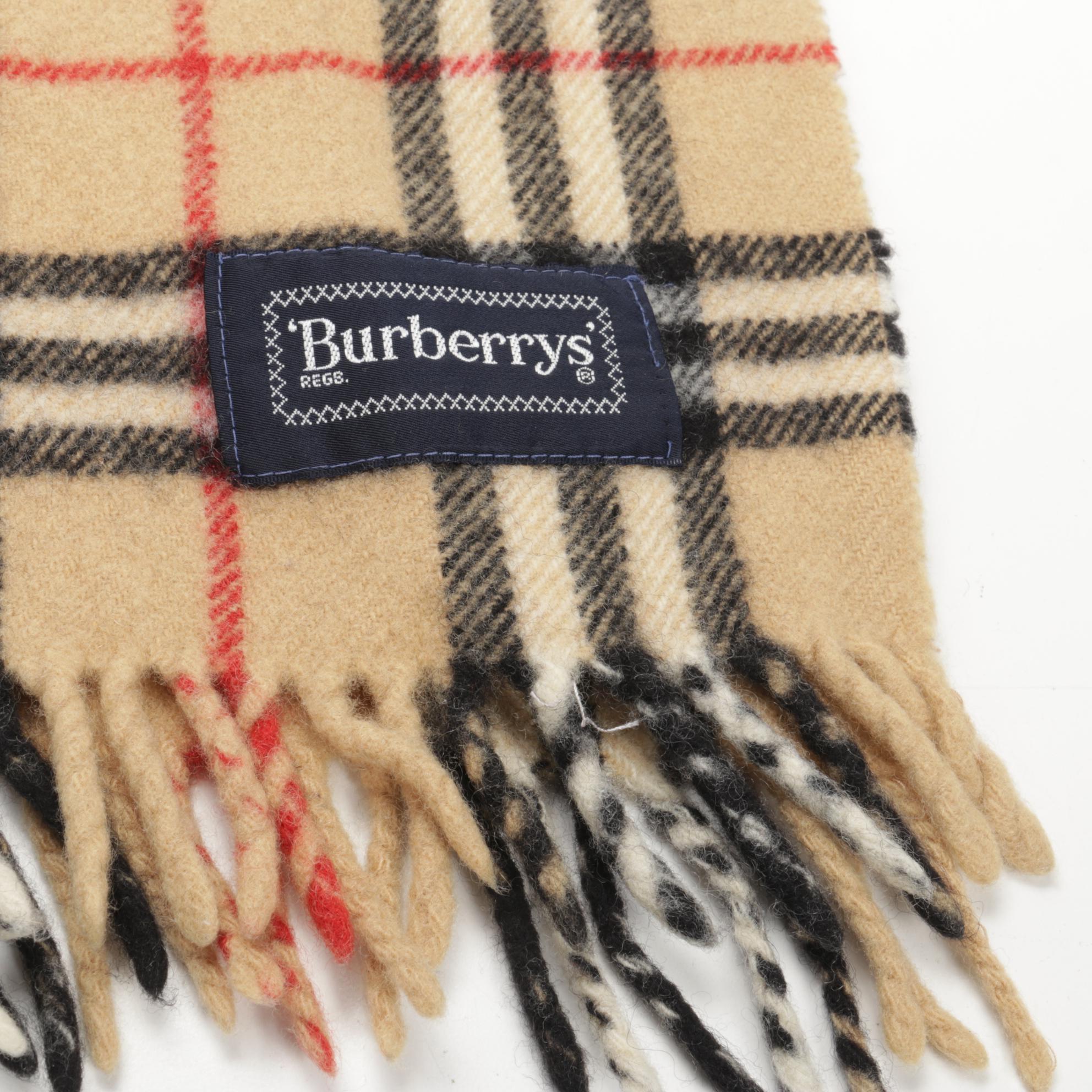 Burberry Wide Scarf with Fringes in "Nova Check" Wool
