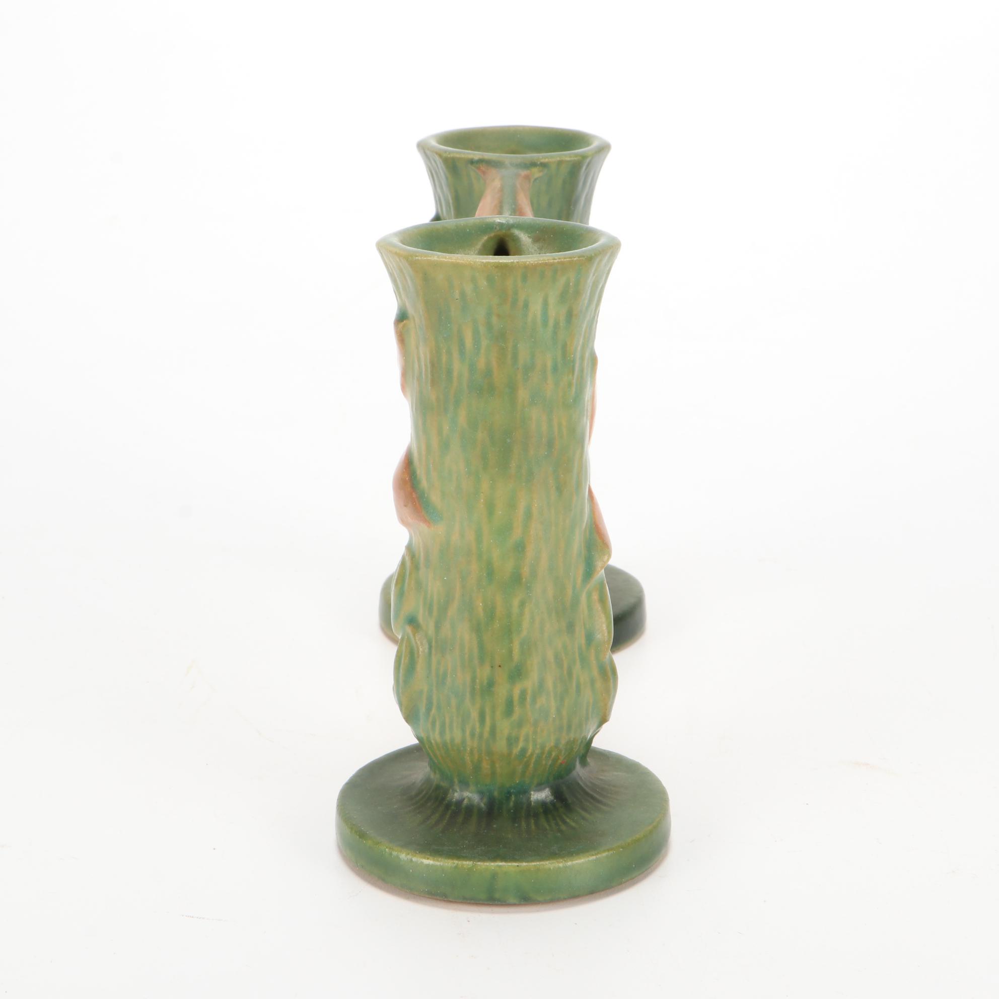 Roseville Pottery Candle Holders Including "Snowberry," "Ixia," and More