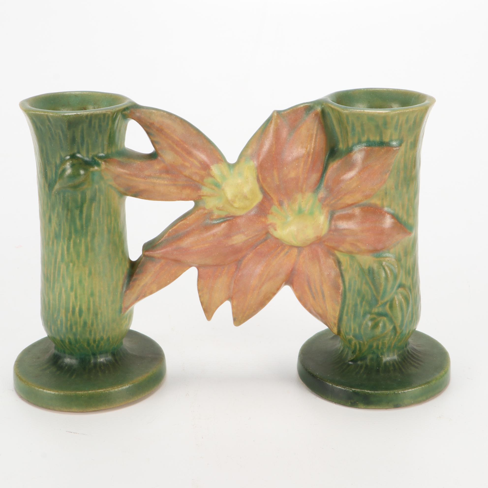 Roseville Pottery Candle Holders Including "Snowberry," "Ixia," and More