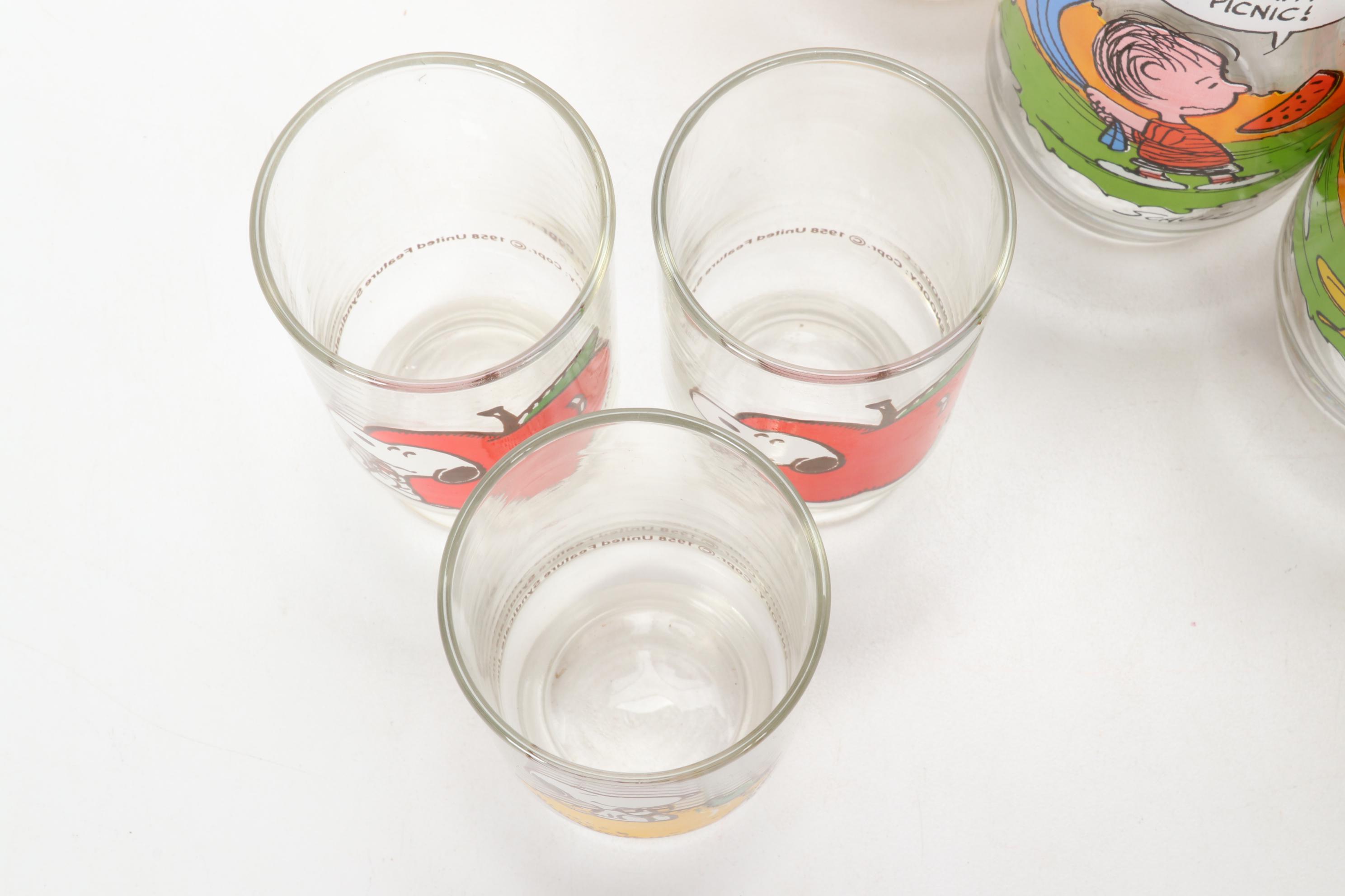 Wallace Berrie & Co. Novelty "Smurf" and "Camp Snoopy" Glasses by McDonald's