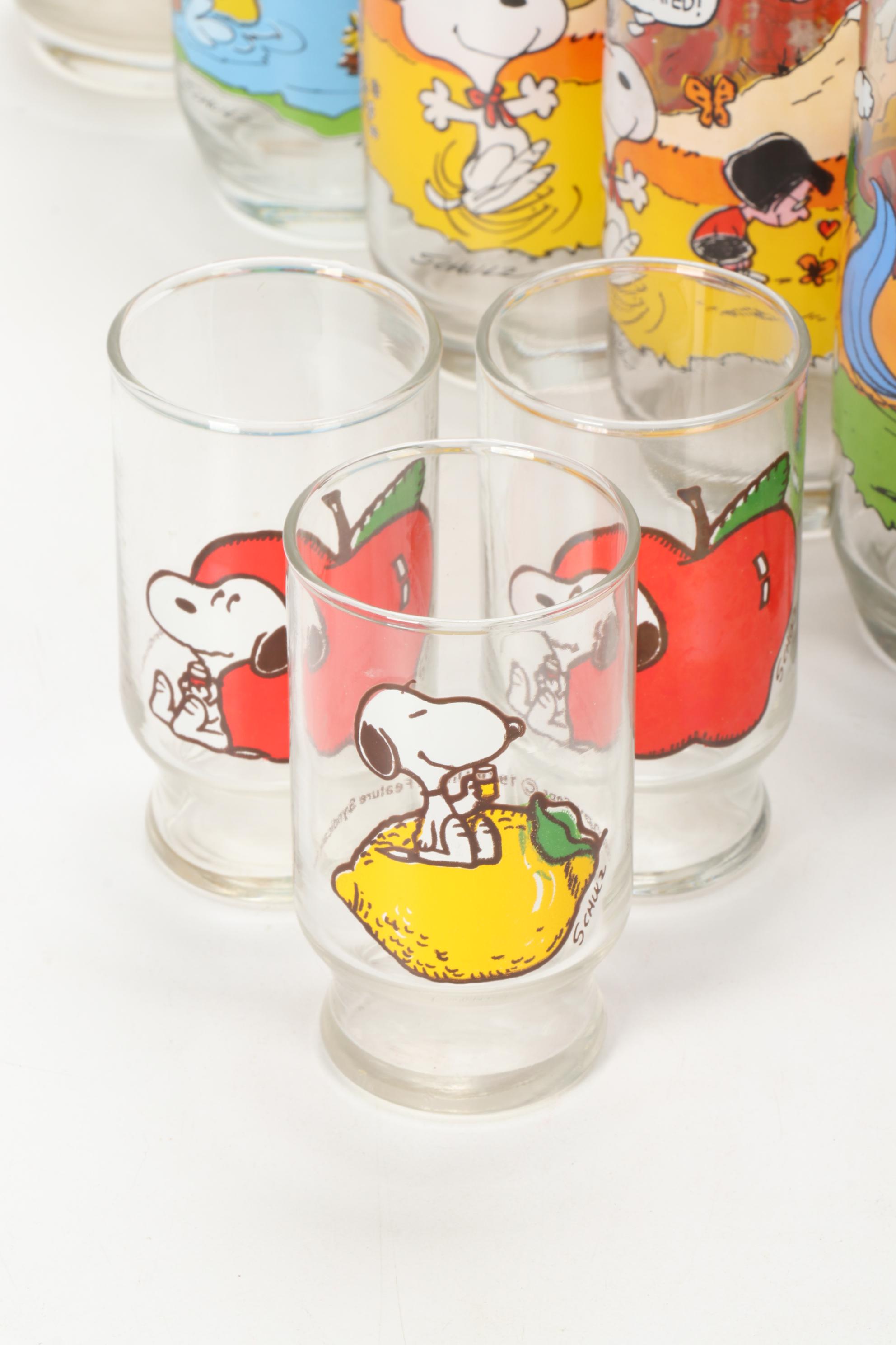 Wallace Berrie & Co. Novelty "Smurf" and "Camp Snoopy" Glasses by McDonald's