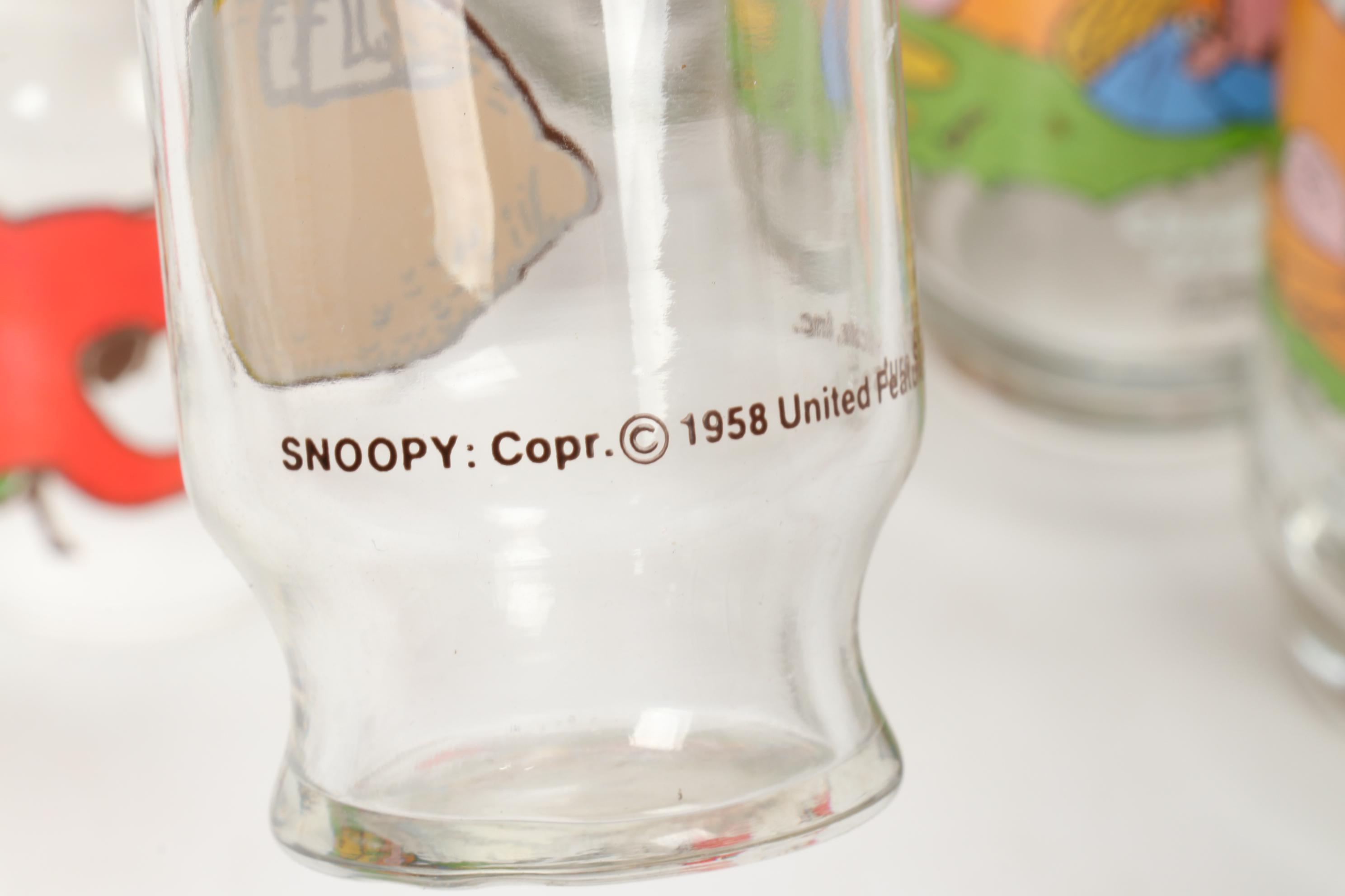 Wallace Berrie & Co. Novelty "Smurf" and "Camp Snoopy" Glasses by McDonald's