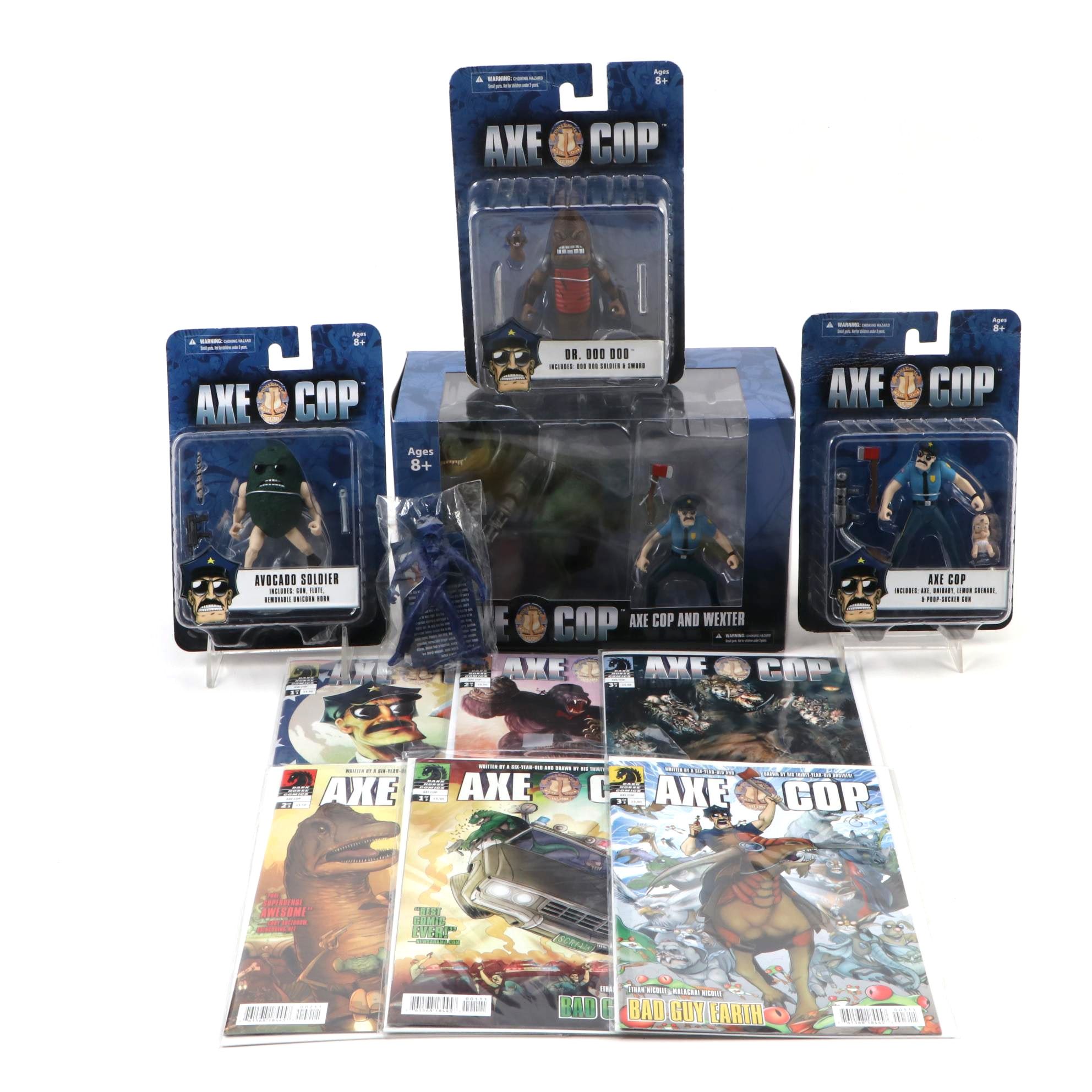 Mezco Toys "Axe Cop" Action Figures and Comic Books