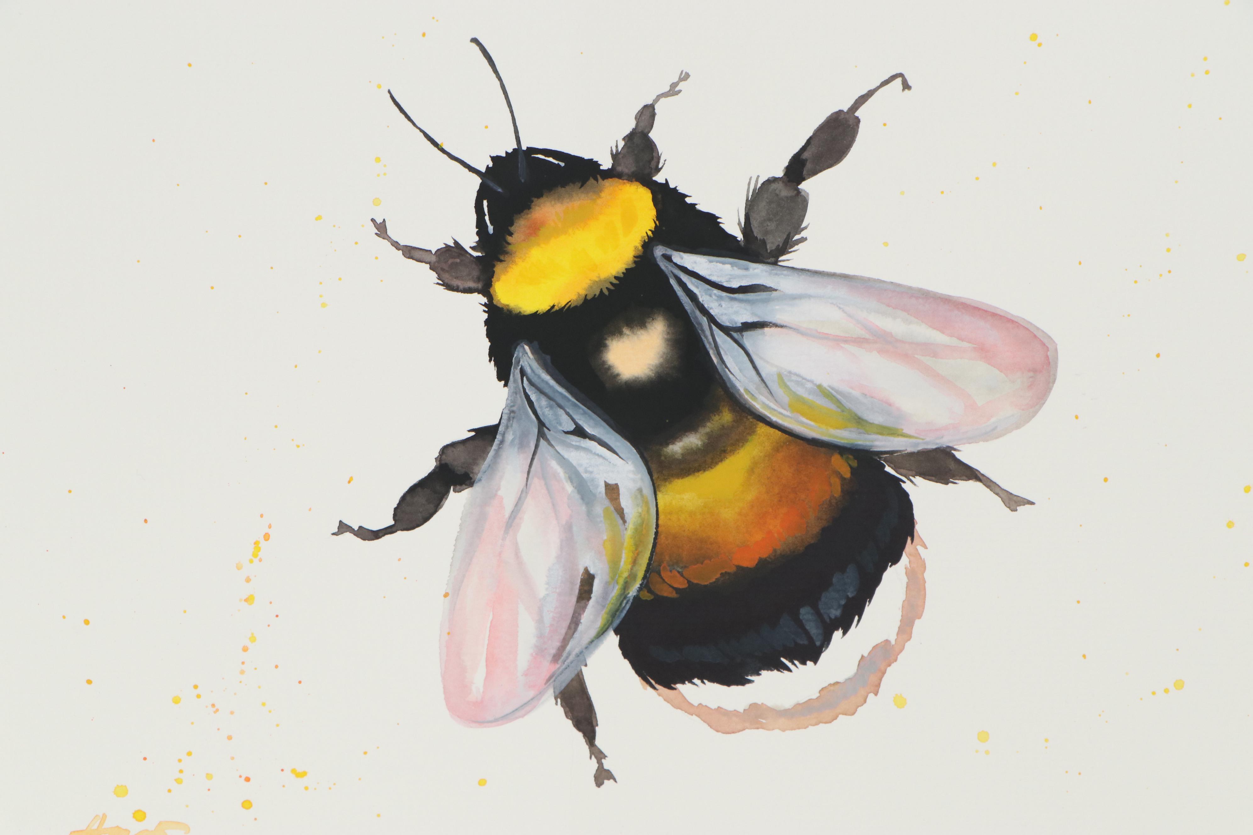 Anne Gorywine Watercolor Painting of Bumblebee