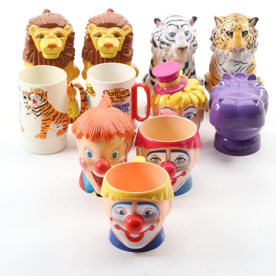 Ringling Brothers and Barnum & Bailey Circus Animal and Clown Souvenir Mugs