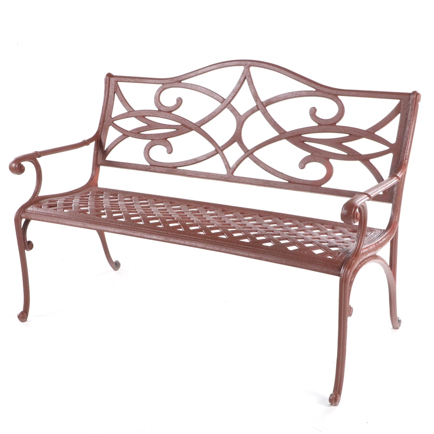 Contemporary Painted and Cast Aluminum Patio Bench