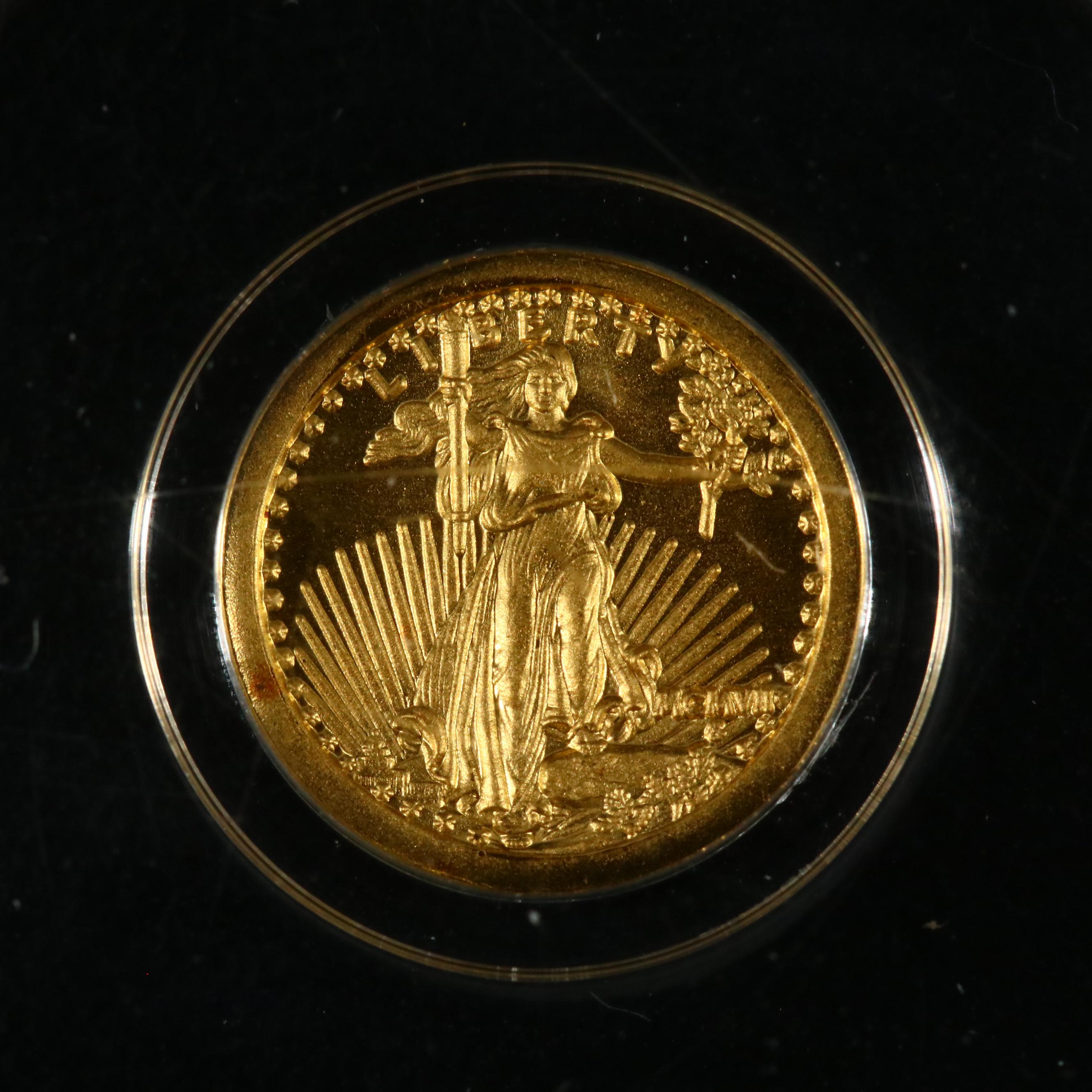 Miniature 24-Karat Gold Saint-Gaudens Coin Replica