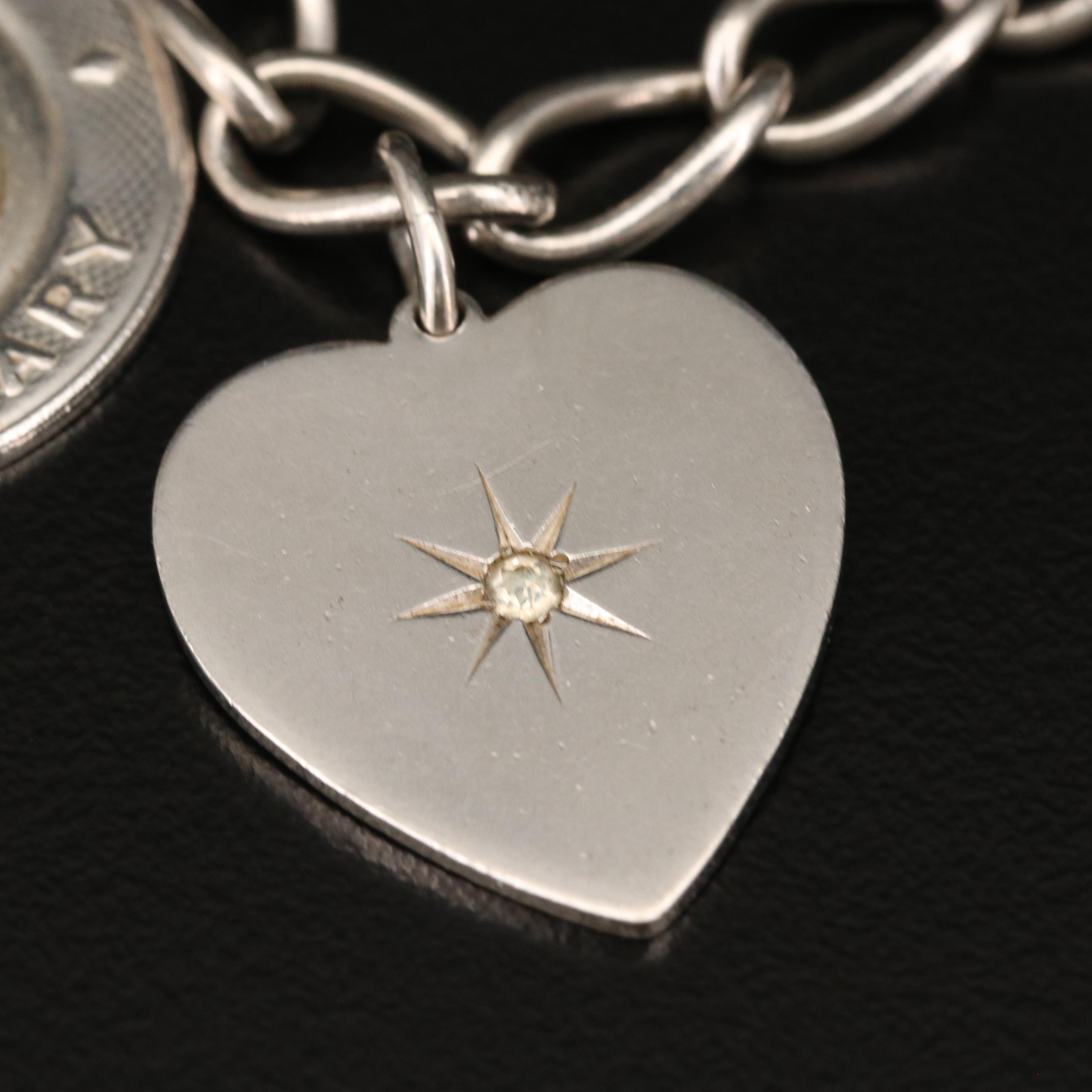 Rhinestone and Enamel Charm Bracelets Including 800 and Sterling Silver Charms