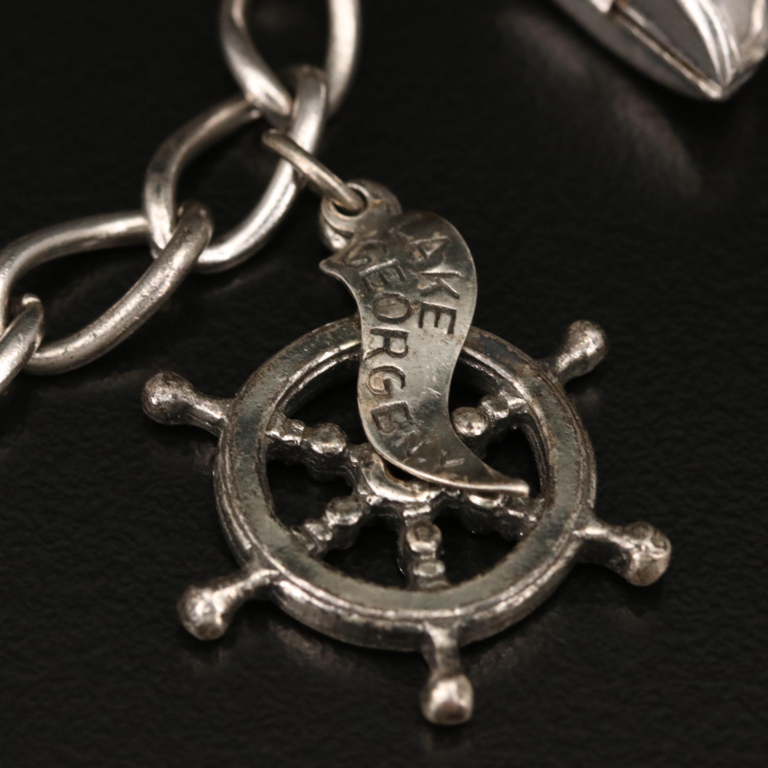 Rhinestone and Enamel Charm Bracelets Including 800 and Sterling Silver Charms