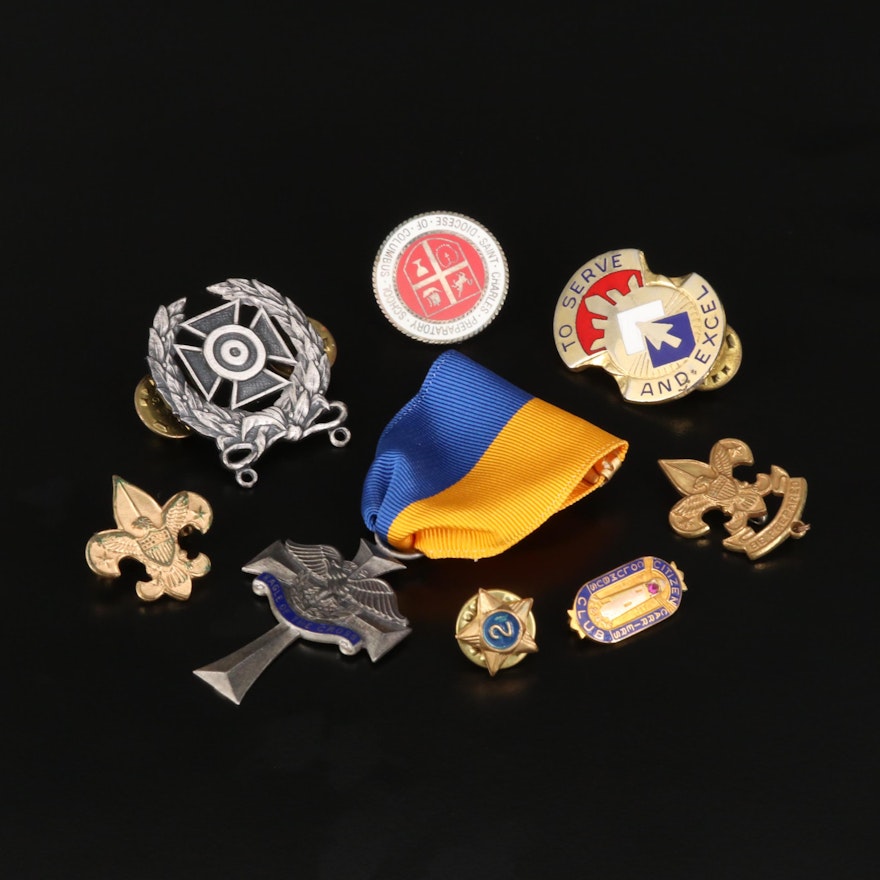 Vintage Military Themed Pins and Badges