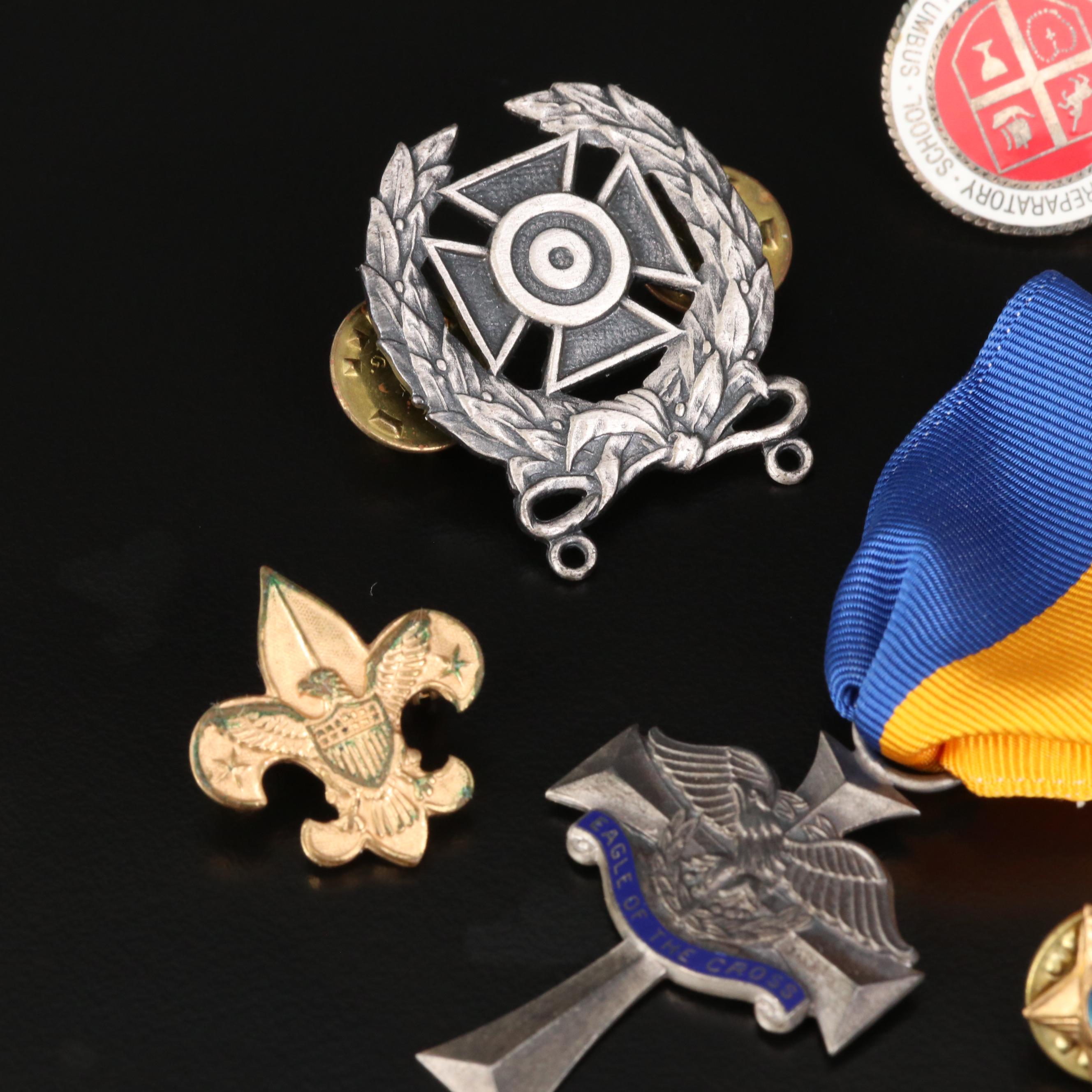 Vintage Military Themed Pins and Badges