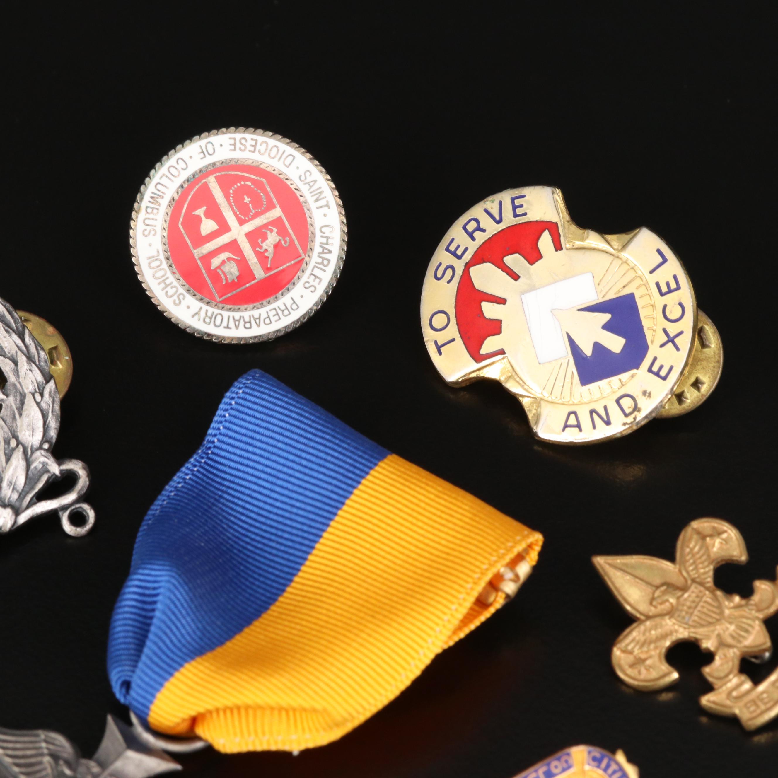 Vintage Military Themed Pins and Badges