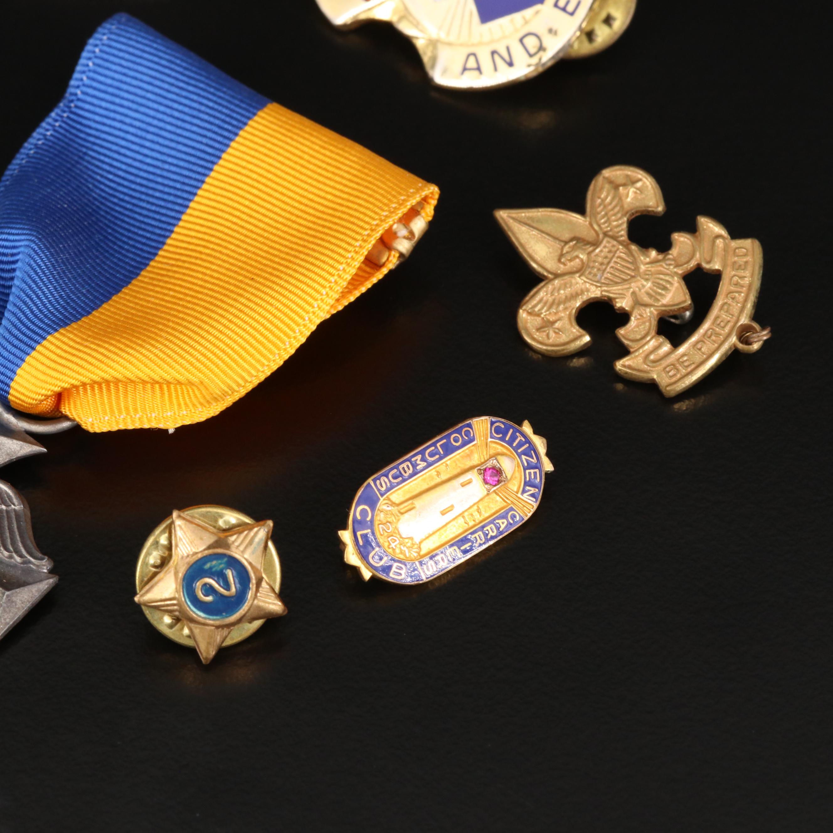 Vintage Military Themed Pins and Badges