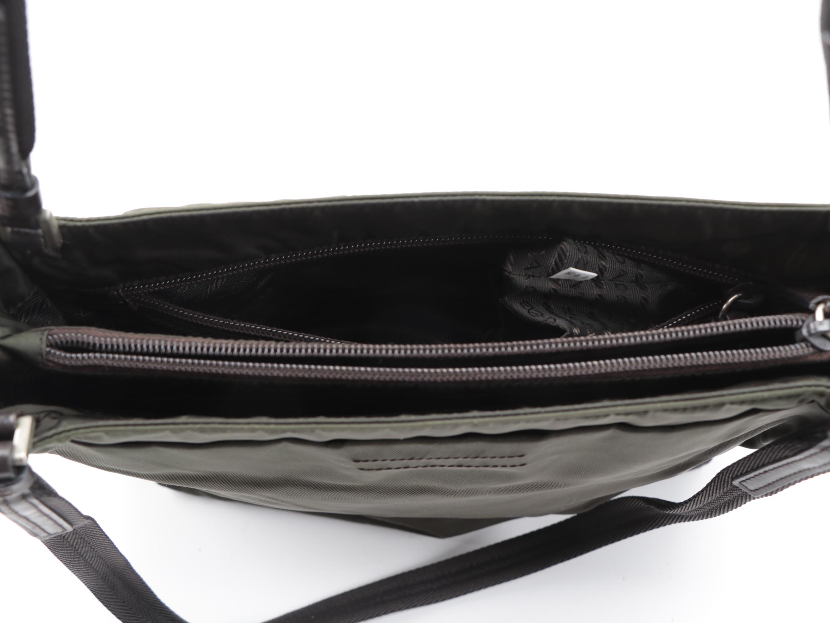 Prada Shoulder Tote in Dark Brown Nylon with Leather Trim