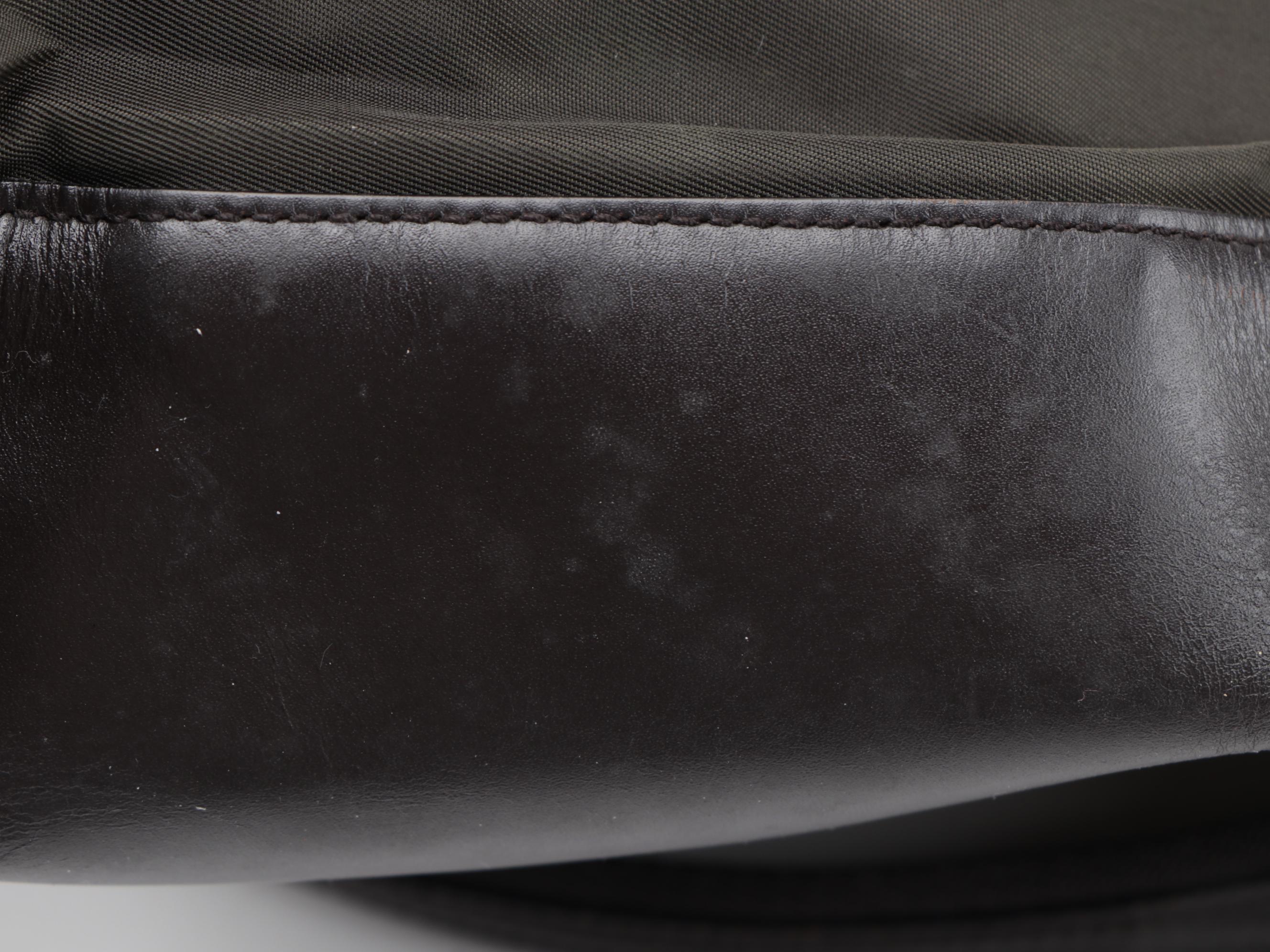 Prada Shoulder Tote in Dark Brown Nylon with Leather Trim