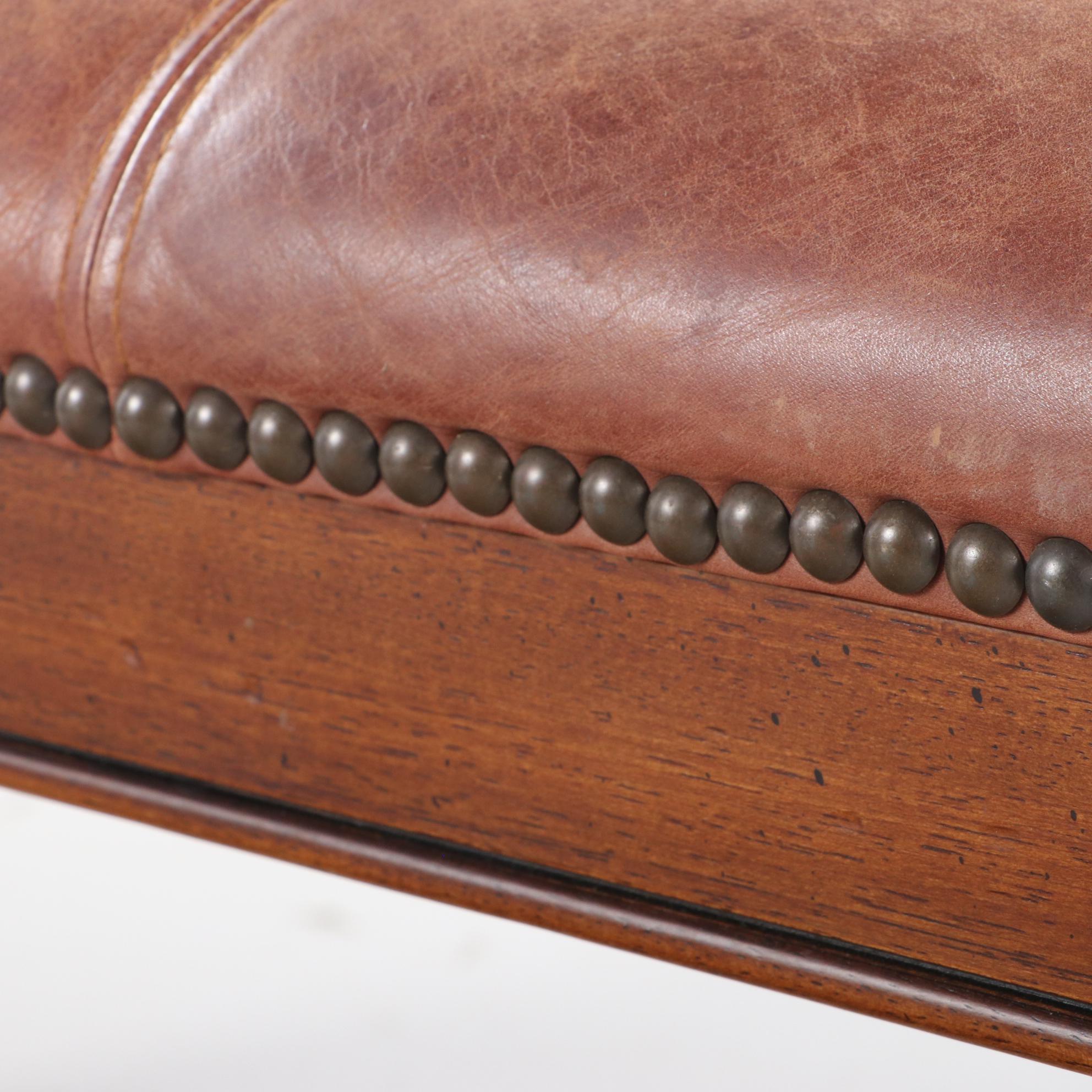 Stanley Furniture Hardwood and Studded Leather Bench