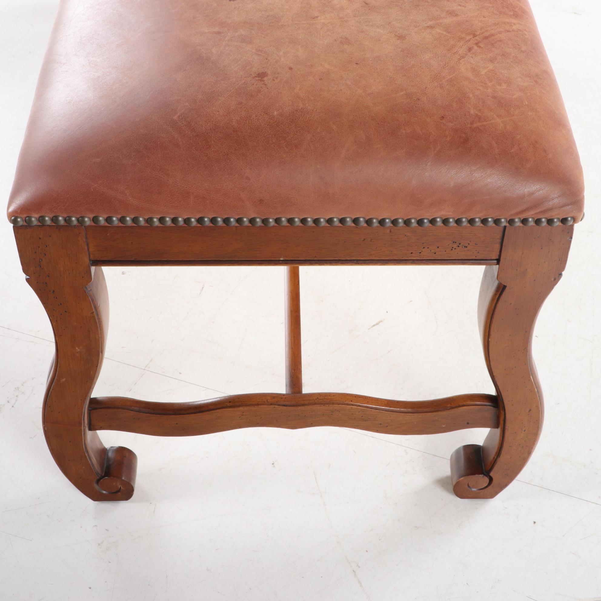 Stanley Furniture Hardwood and Studded Leather Bench