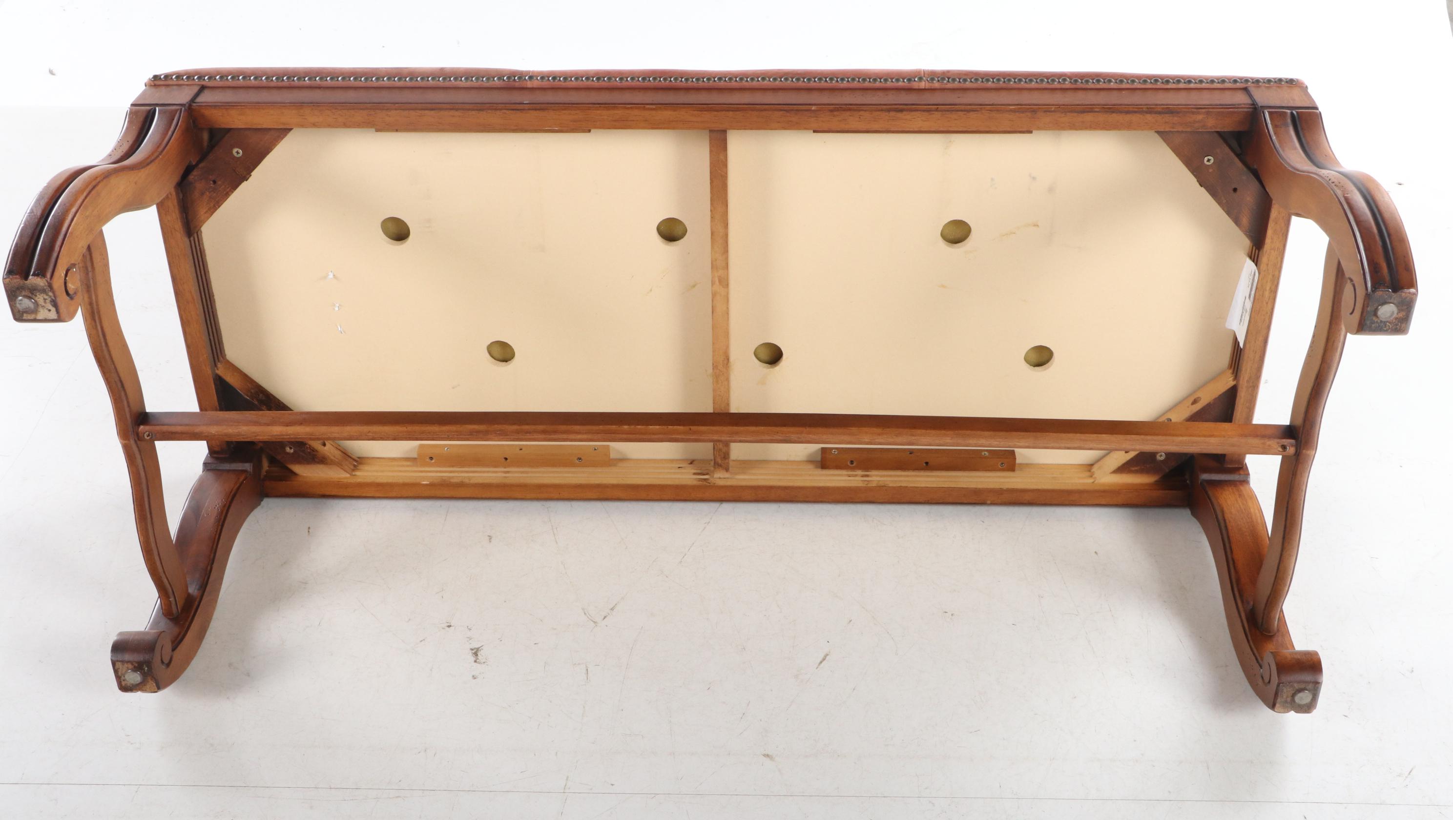 Stanley Furniture Hardwood and Studded Leather Bench