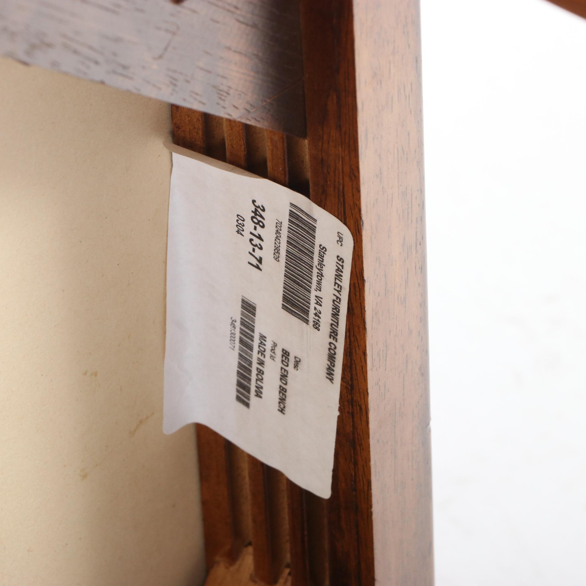 Stanley Furniture Hardwood and Studded Leather Bench