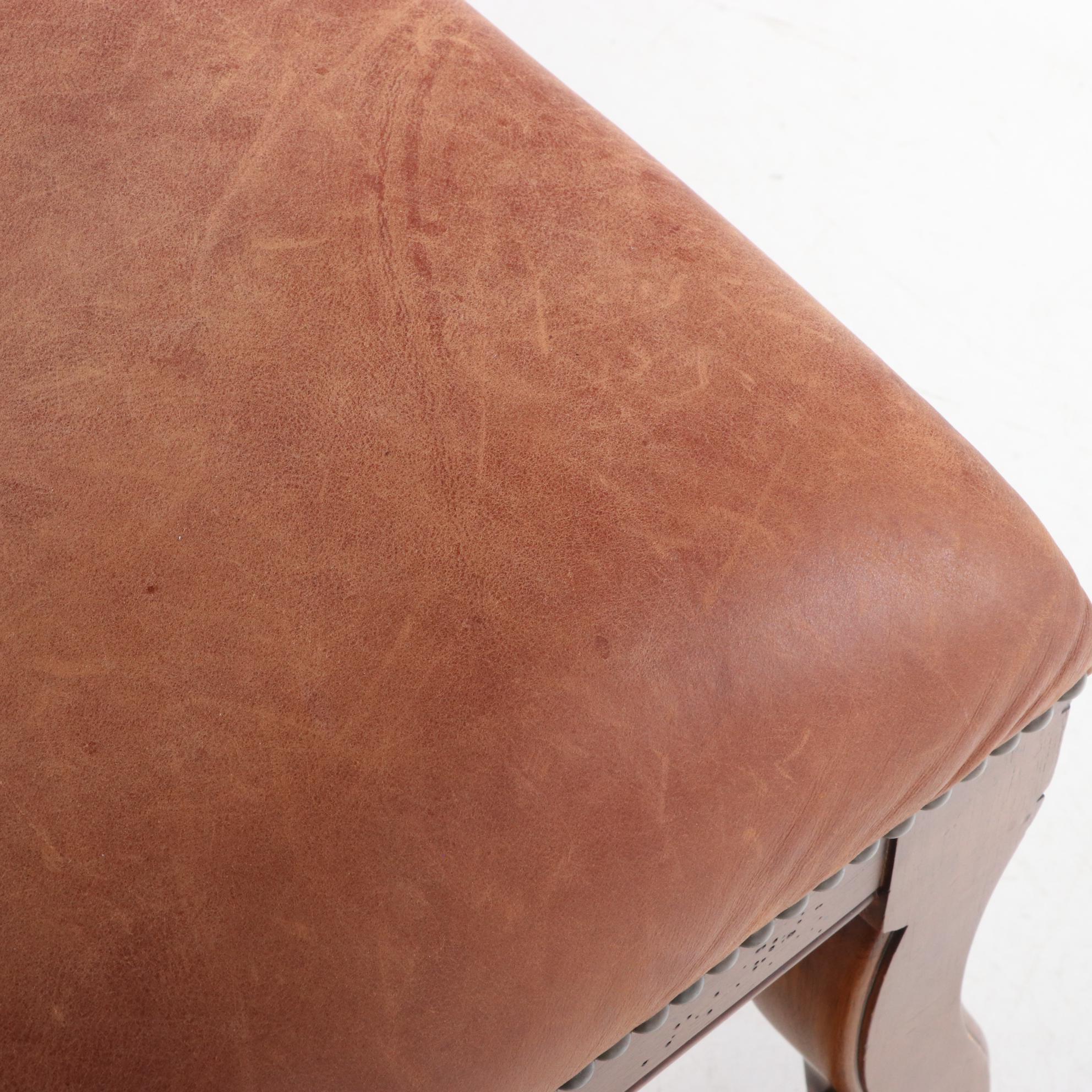 Stanley Furniture Hardwood and Studded Leather Bench